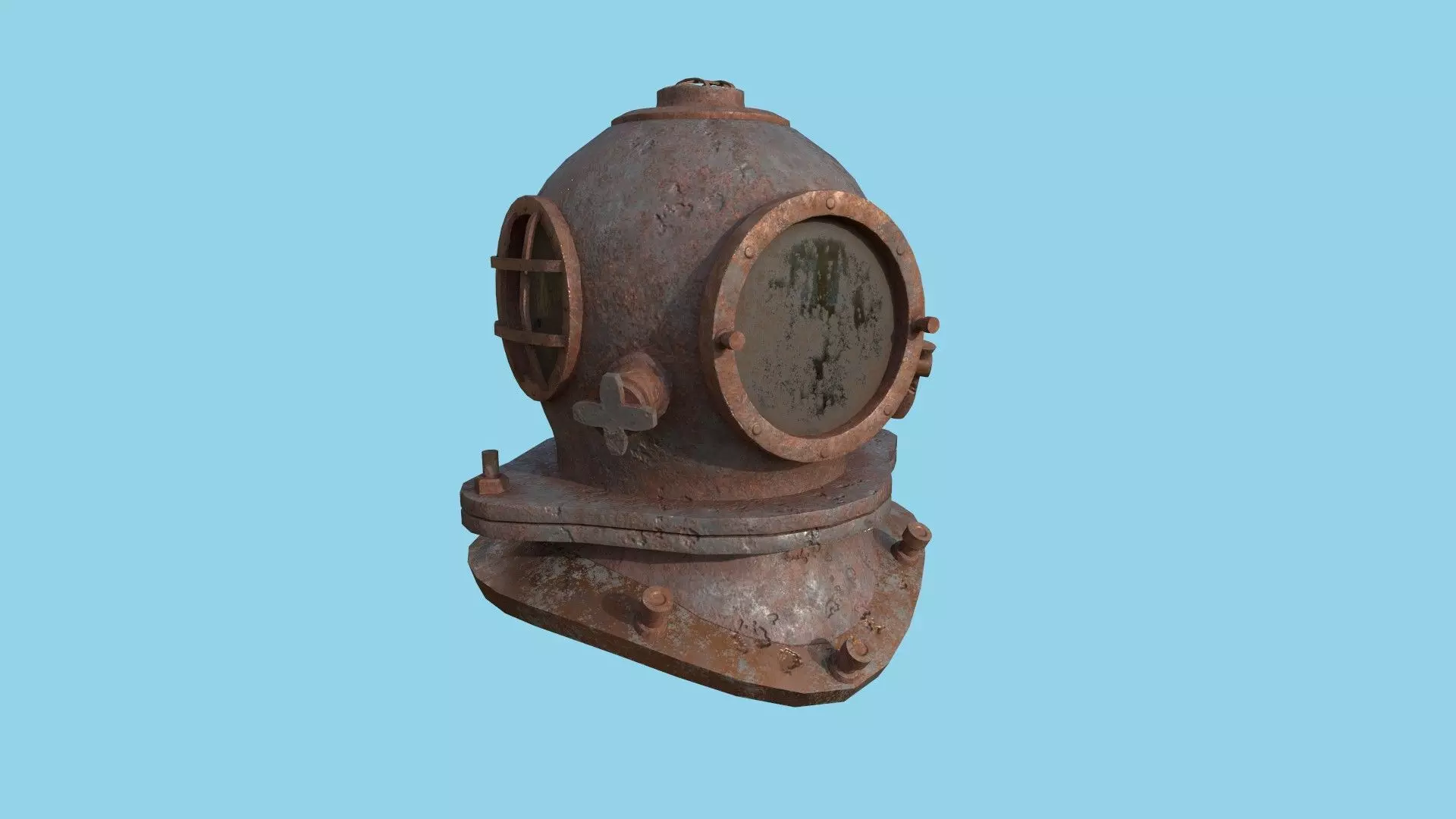 Diving Helmet 03 - Destroyed Rust - Character Design Fashion Low-poly 3D model_0