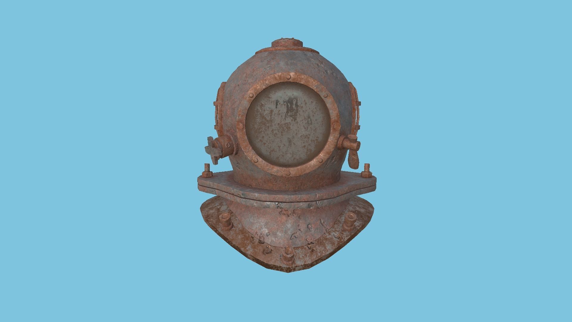 Diving Helmet 03 - Destroyed Rust - Character Design Fashion Low-poly 3D model_4