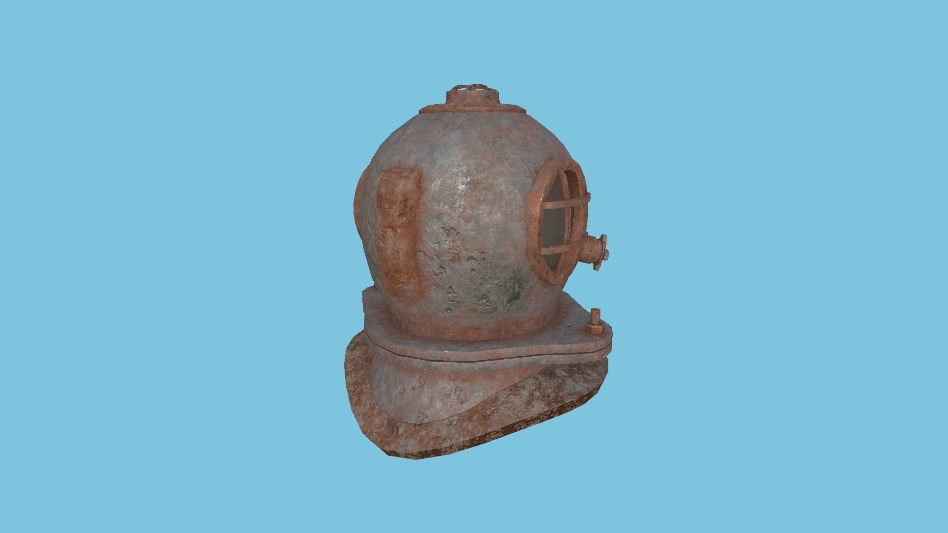 Diving Helmet 03 - Destroyed Rust - Character Design Fashion Low-poly 3D model_3