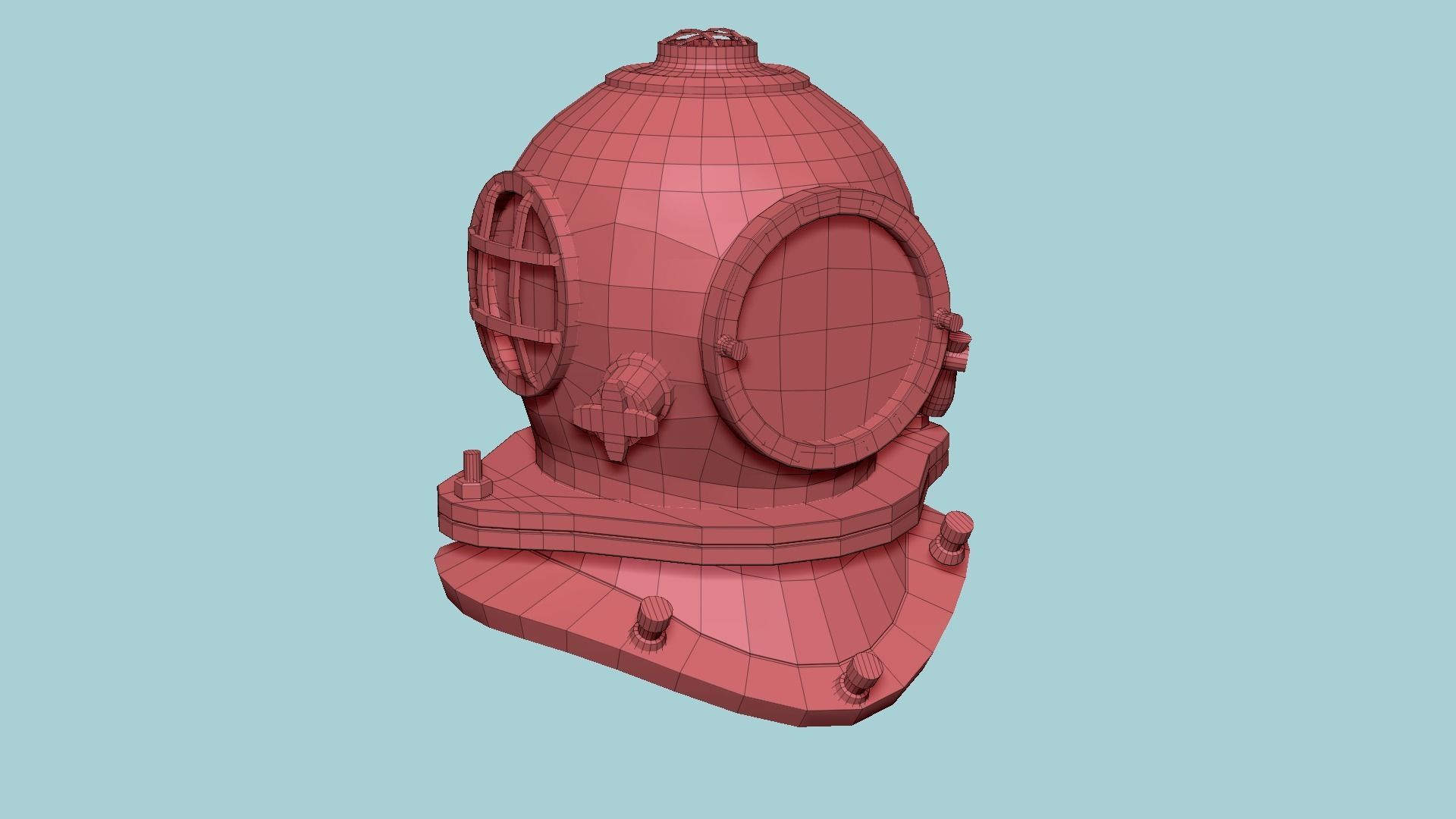 Diving Helmet 03 - Destroyed Rust - Character Design Fashion Low-poly 3D model_8