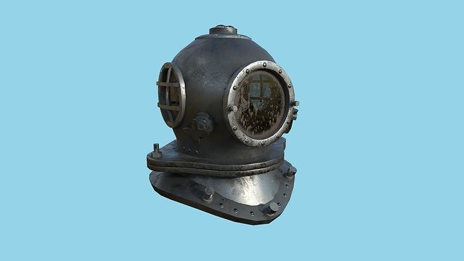 Diving Helmet 06 - Rust Iron - Character Design Fashion Low-poly 3D model