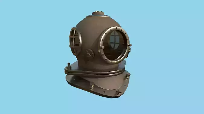 Diving Helmet 07 - Leather Brown - Character Design Fashion Low-poly 3D model