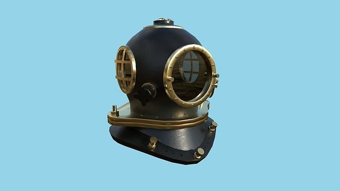 Diving Helmet 08 - Gold Black - Character Design Fashion Low-poly 3D model