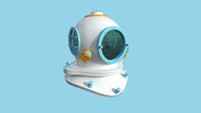 Diving Helmet 09 - Cartoon Blue - Character Design Fashion Low-poly 3D model