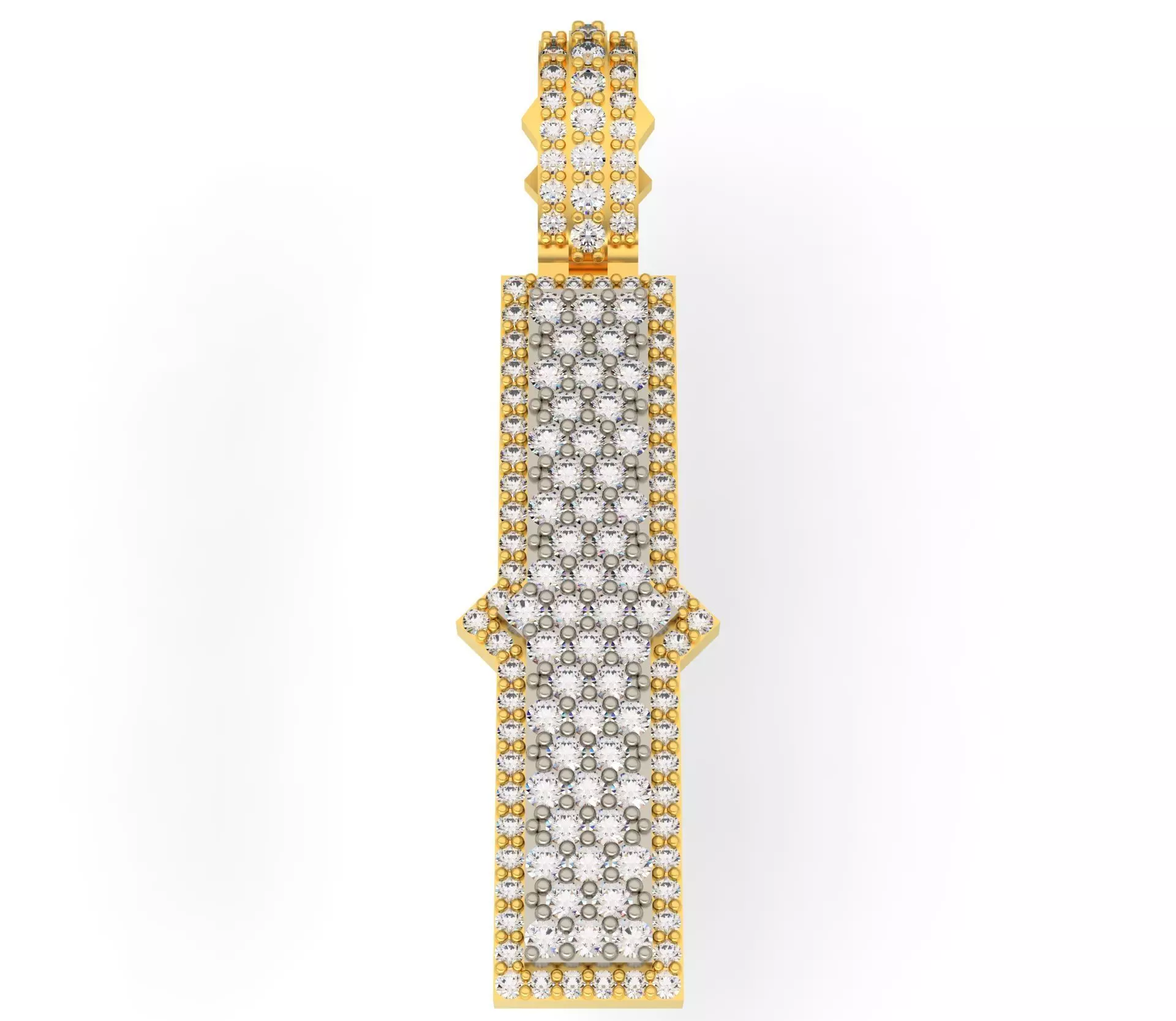 CURVED I diamond pendant gold with diamonds 3D print model