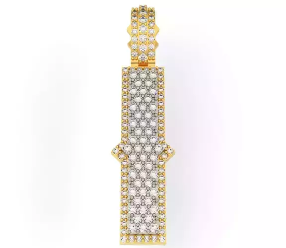 CURVED I diamond pendant gold with diamonds 3D print model