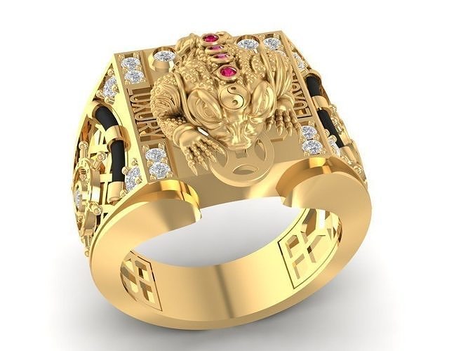 Fengshui Spirit of toad three legs  Gold ring 3068 3D print model
