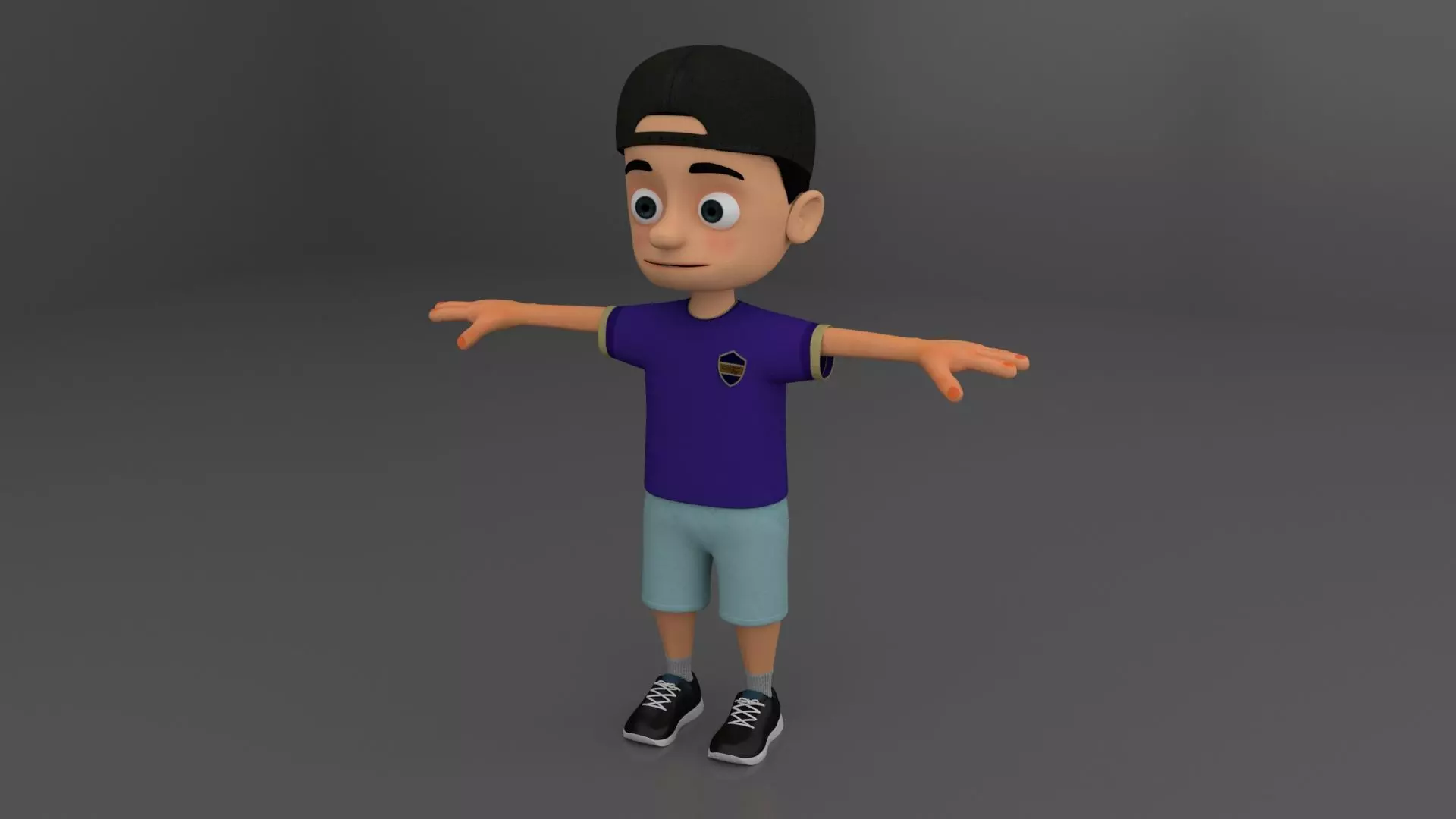 Kid Cartoon Rigged Low-poly 3D model_0