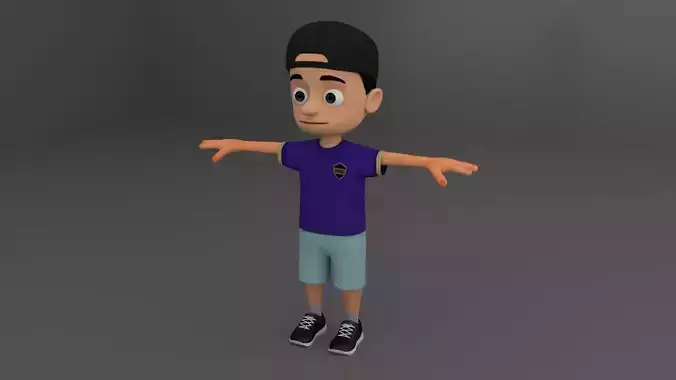 Kid Cartoon Rigged Low-poly 3D model