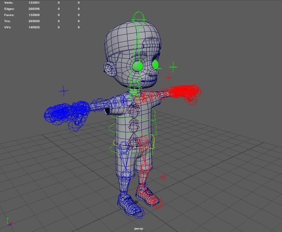 Kid Cartoon Rigged Low-poly 3D model_17