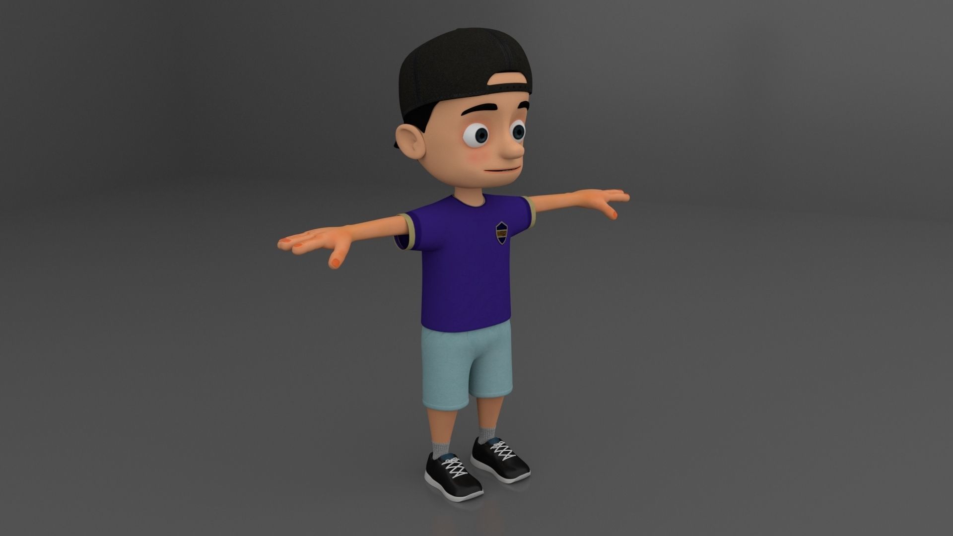 Kid Cartoon Rigged Low-poly 3D model_6