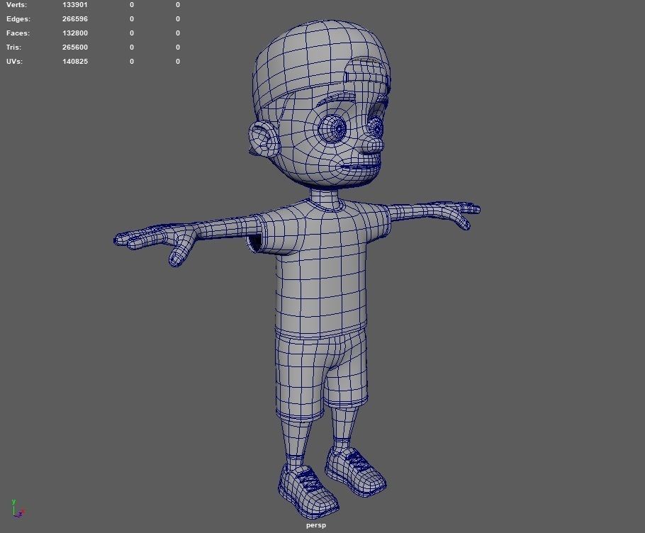 Kid Cartoon Rigged Low-poly 3D model_22