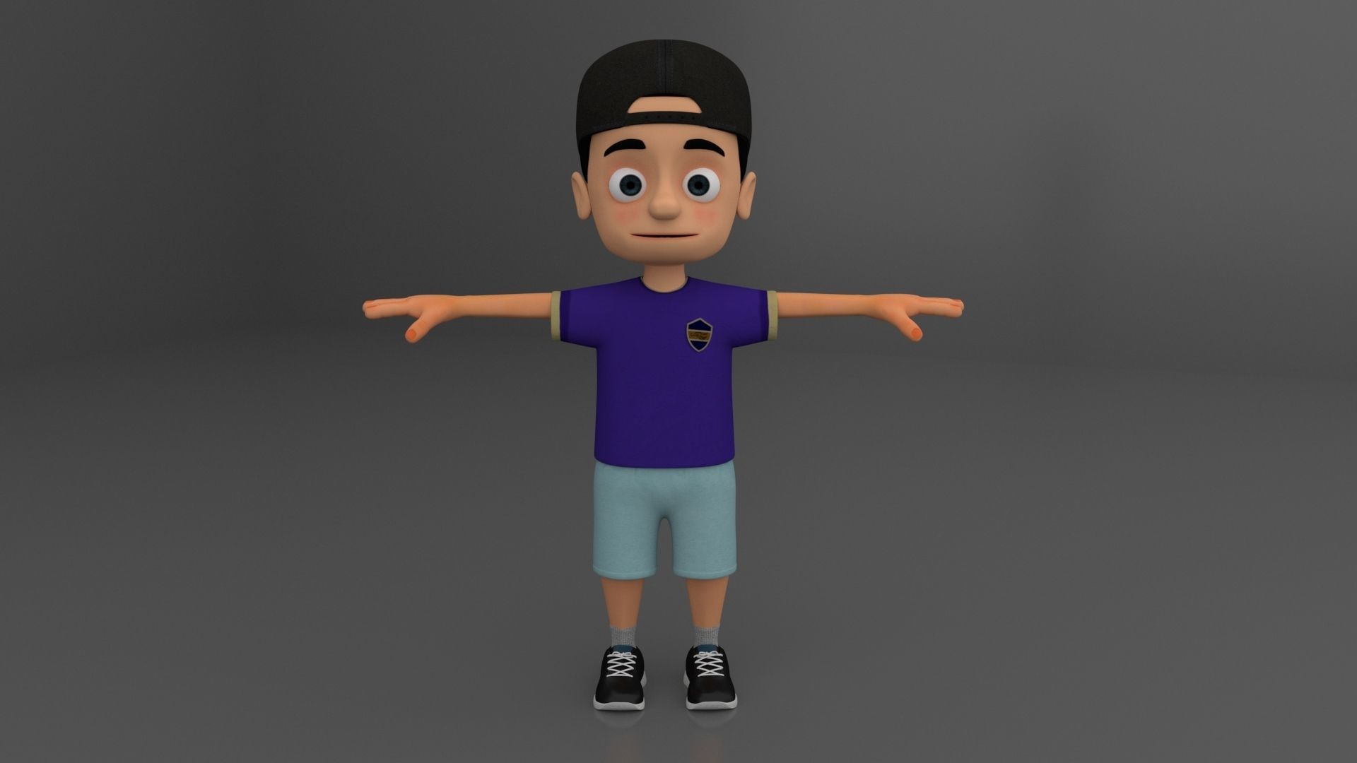 Kid Cartoon Rigged Low-poly 3D model_7