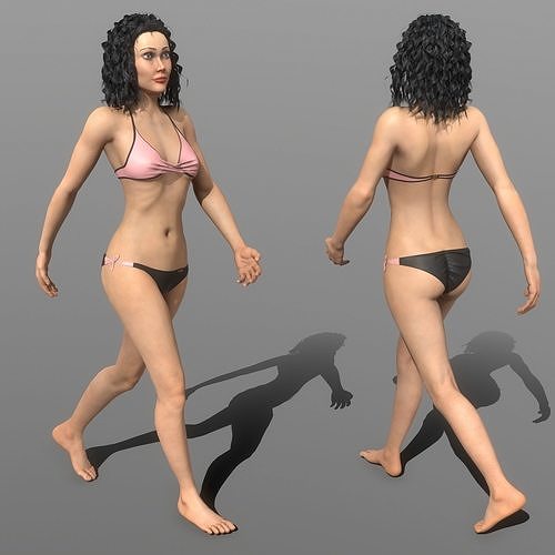 rigged low poly model of woman  Low-poly 3D model