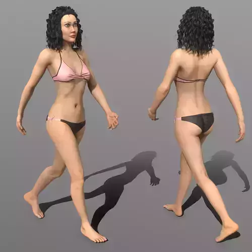 rigged low poly model of woman  Low-poly 3D model