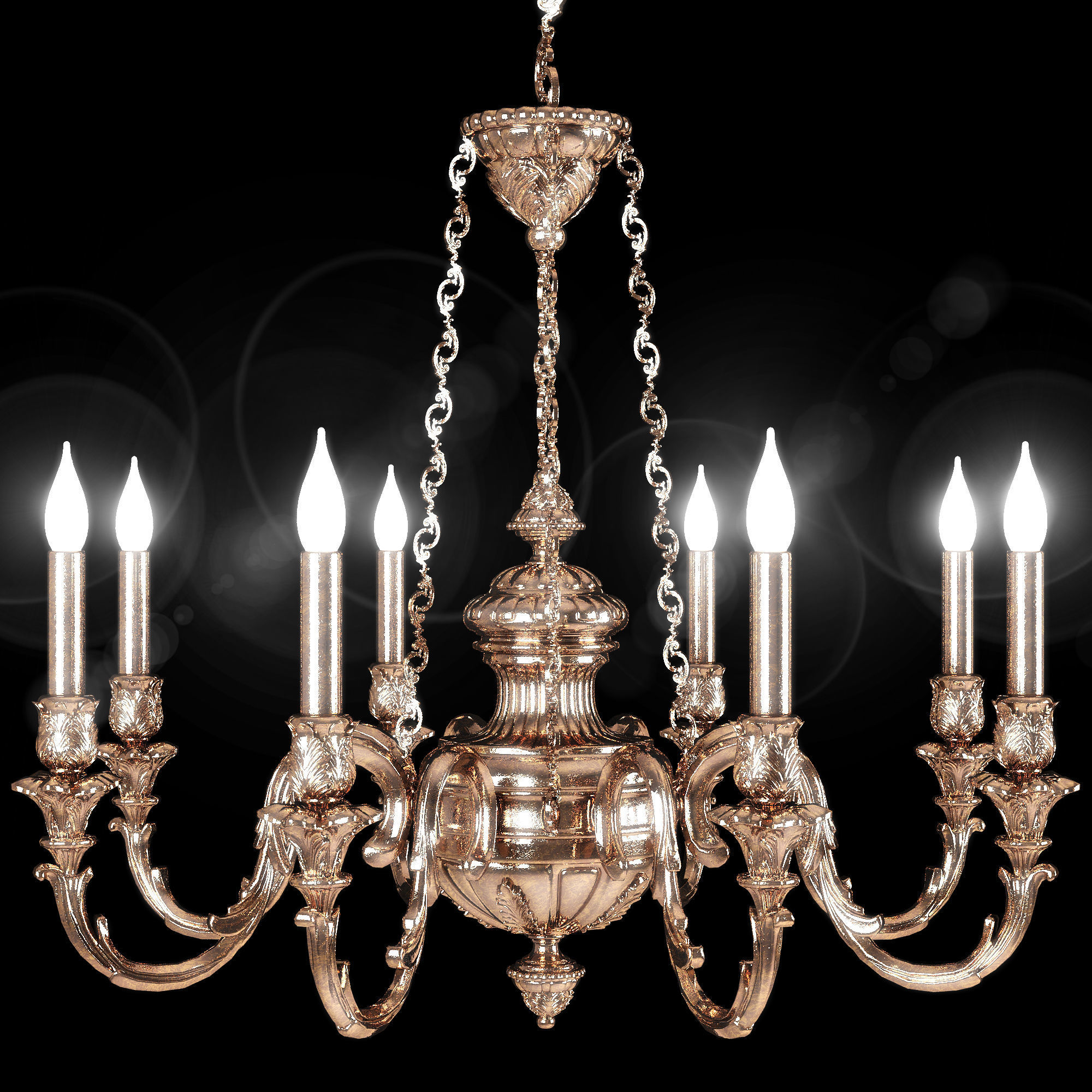 classical brass chandelier 3D model_1