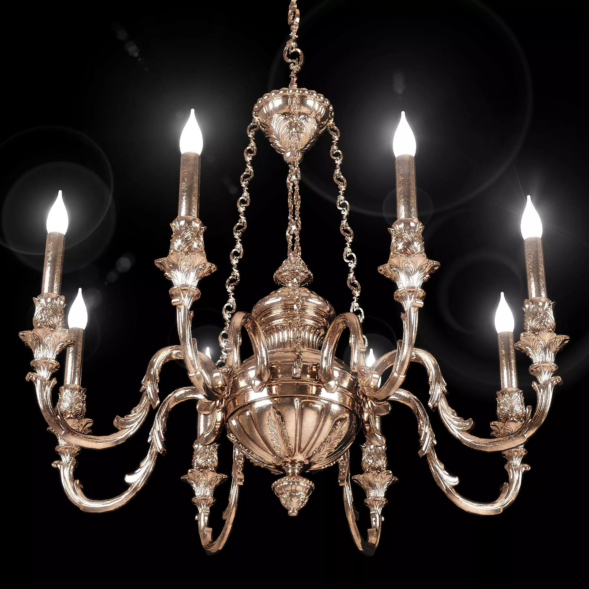classical brass chandelier 3D model_0