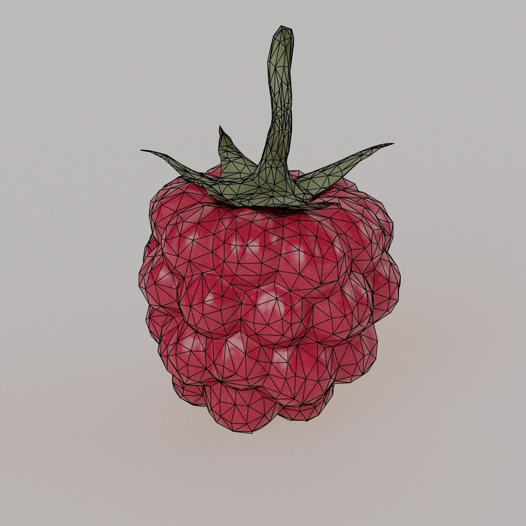 Raspberry Low-poly 3D model_4