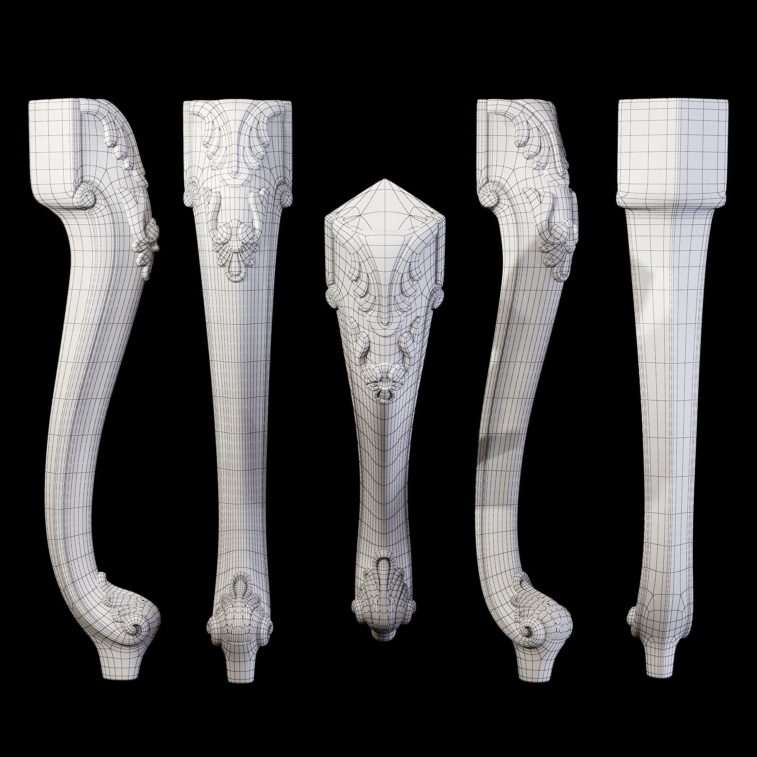 Collection of 30 classic furniture legs Part 1 3D model_35