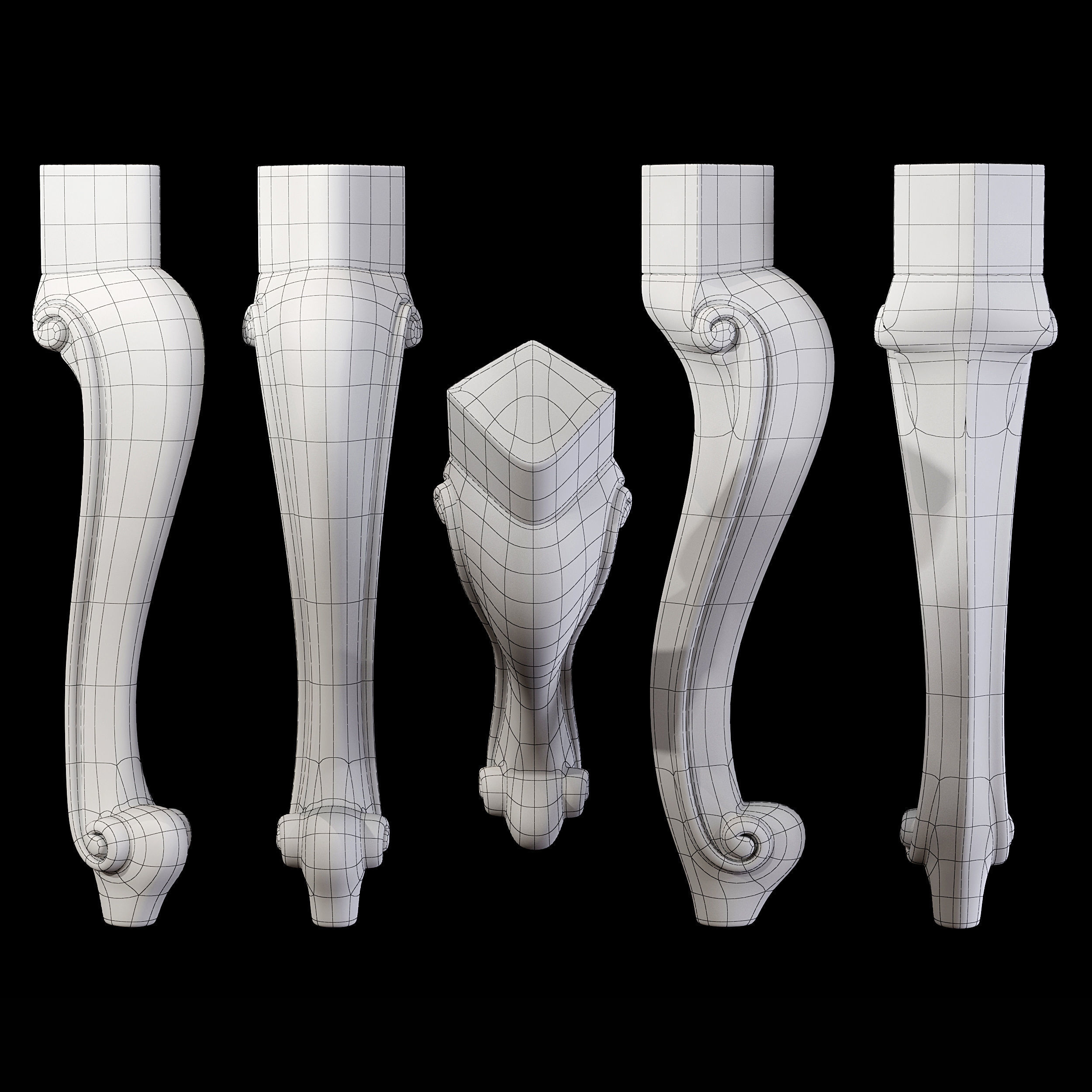Collection of 30 classic furniture legs Part 1 3D model_33