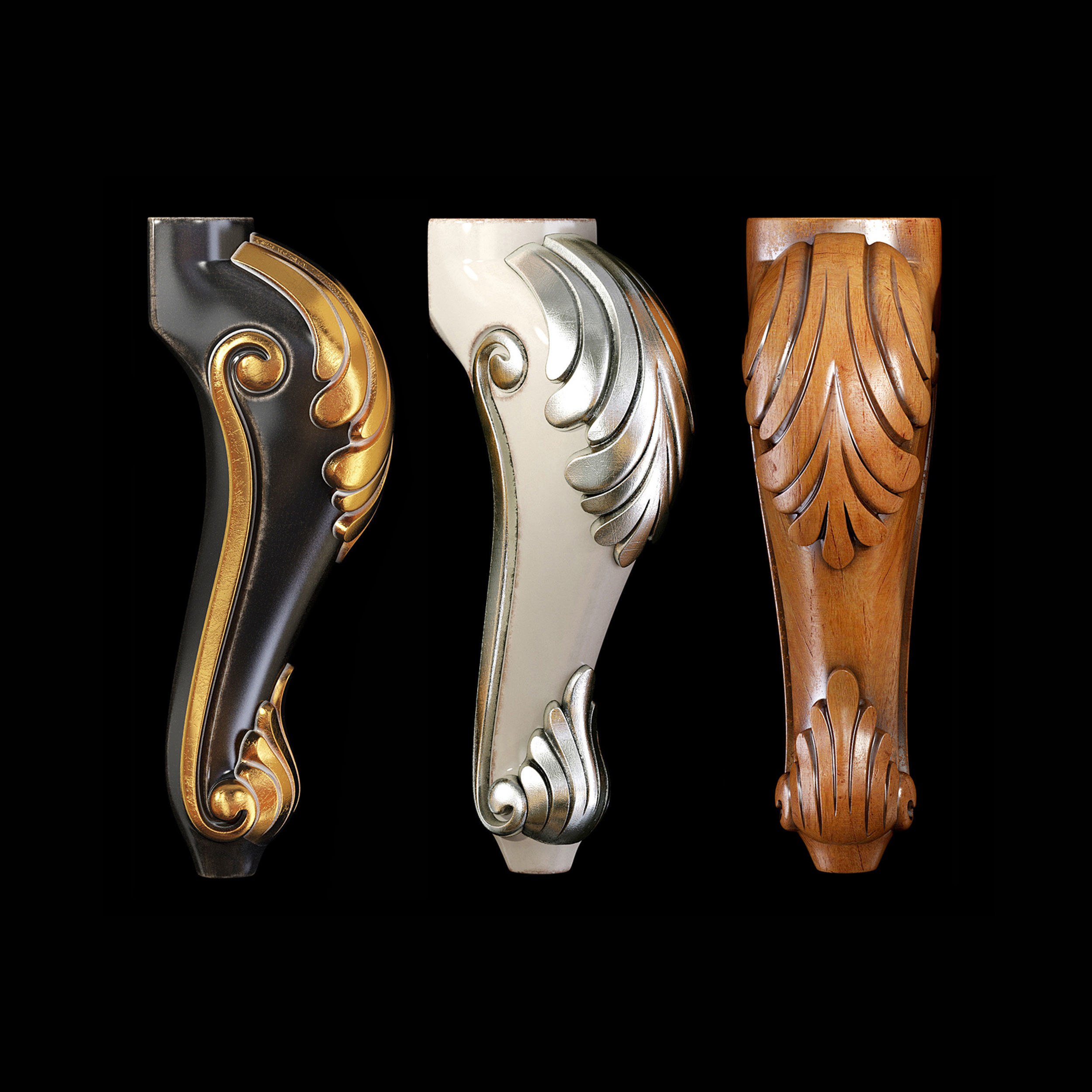 Collection of 30 classic furniture legs Part 1 3D model_14