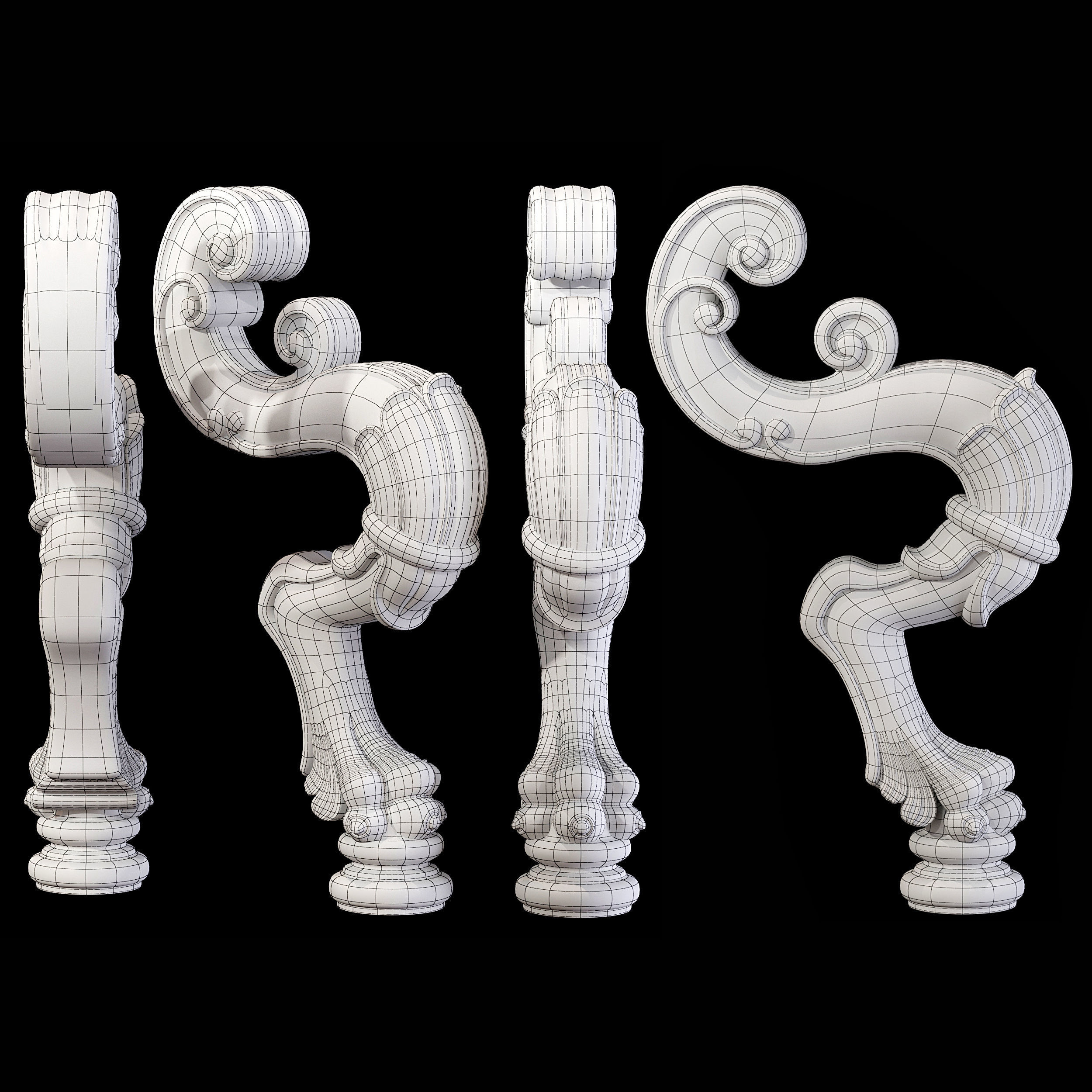 Collection of 30 classic furniture legs Part 1 3D model_41