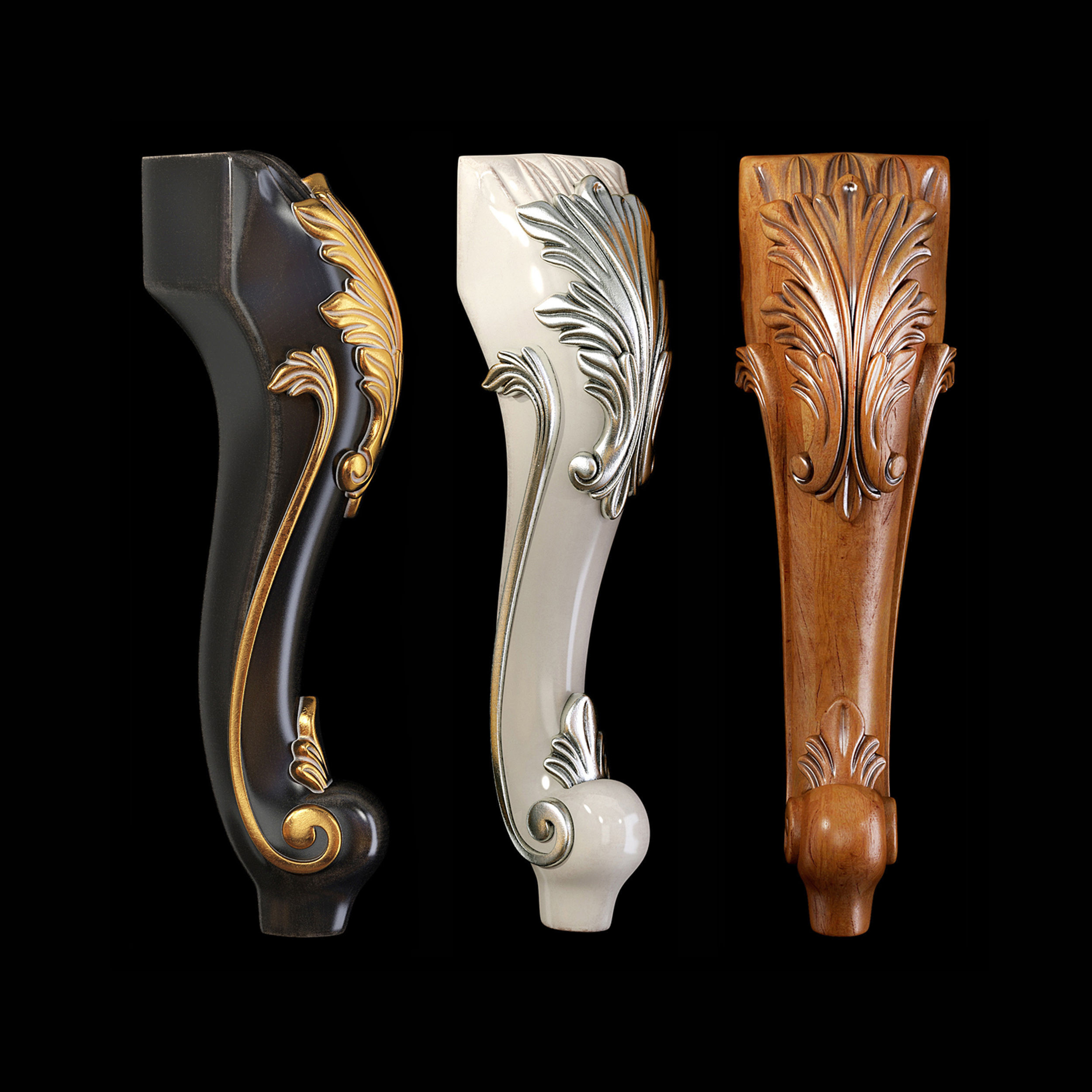 Collection of 30 classic furniture legs Part 1 3D model_9