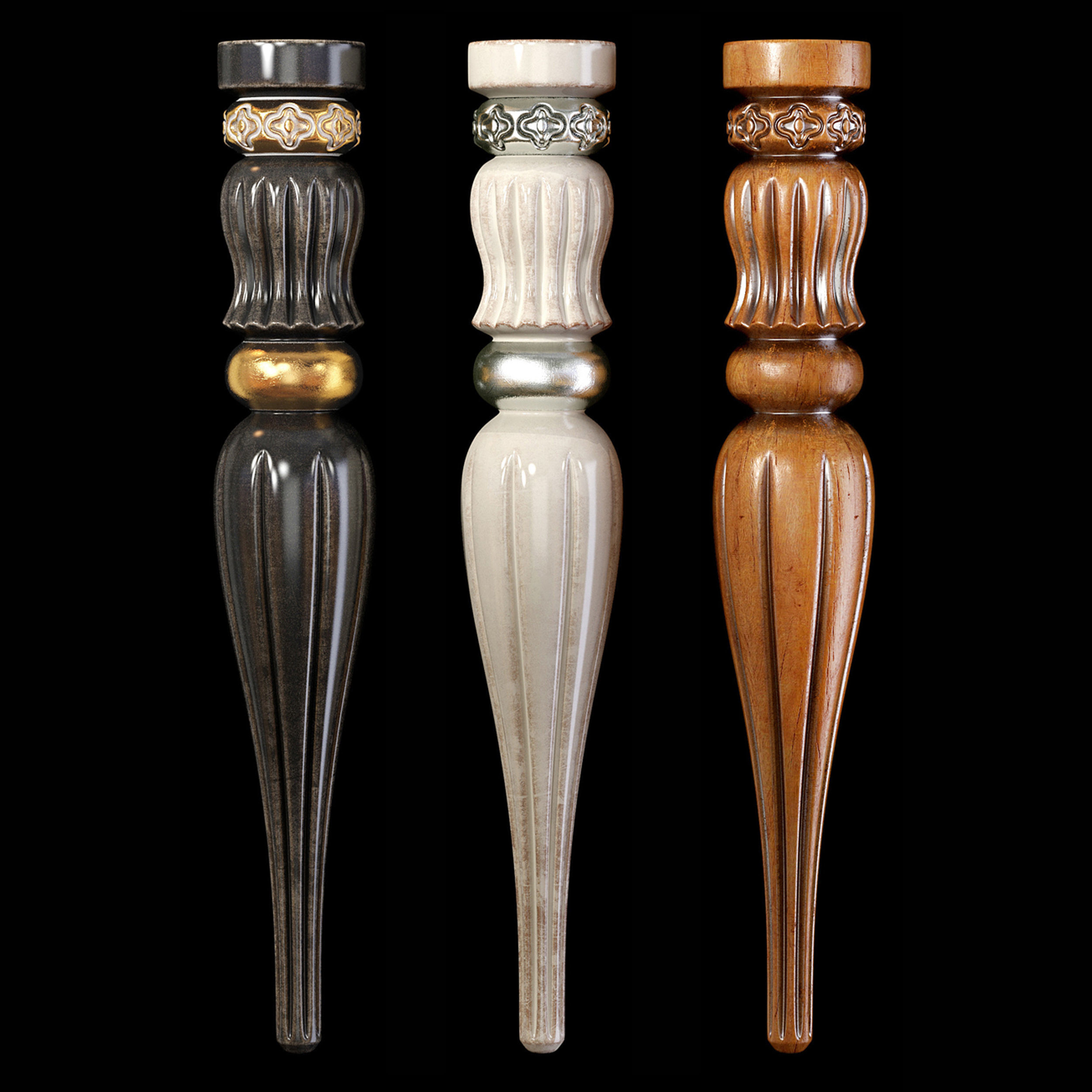 Collection of 30 classic furniture legs Part 1 3D model_13
