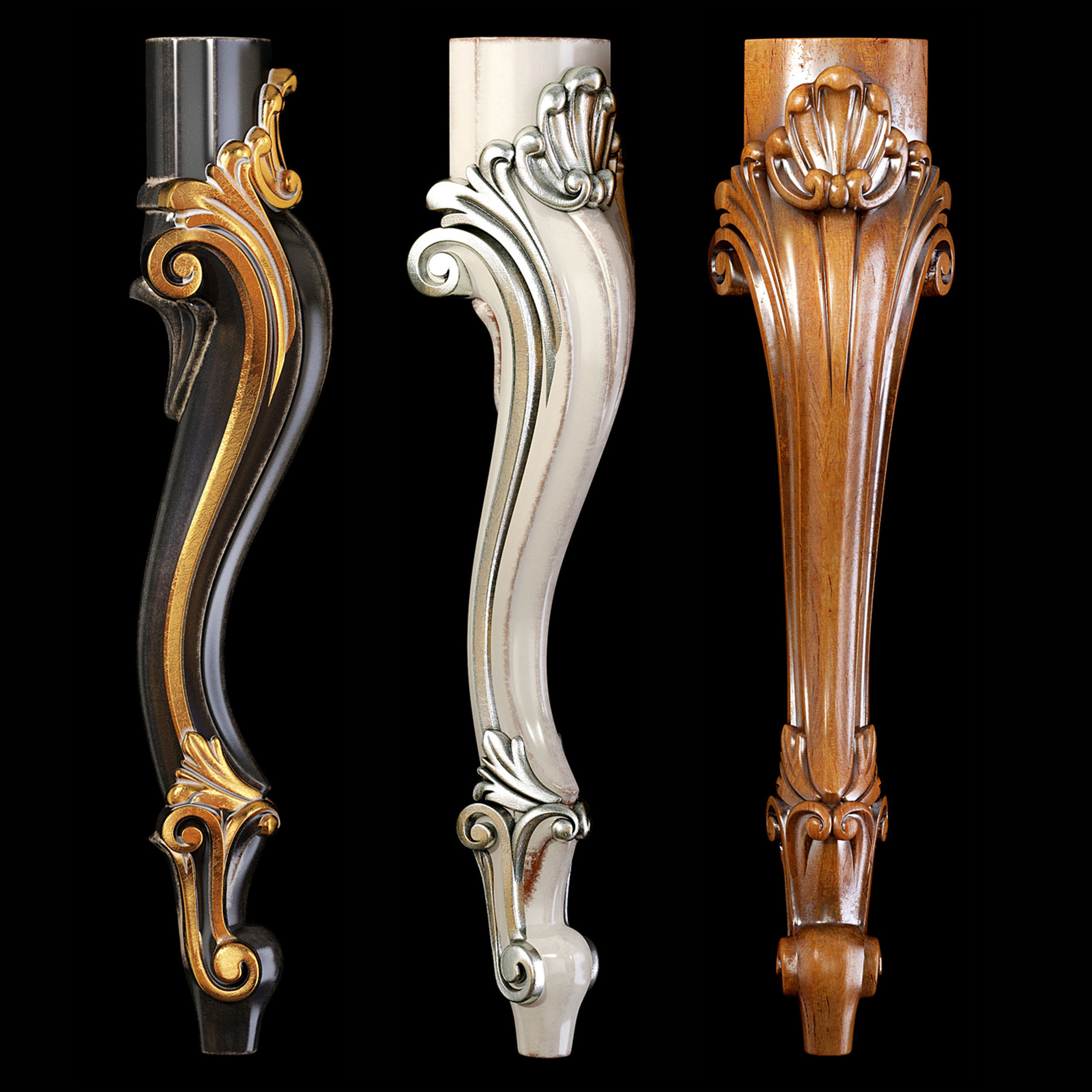 Collection of 30 classic furniture legs Part 1 3D model_15