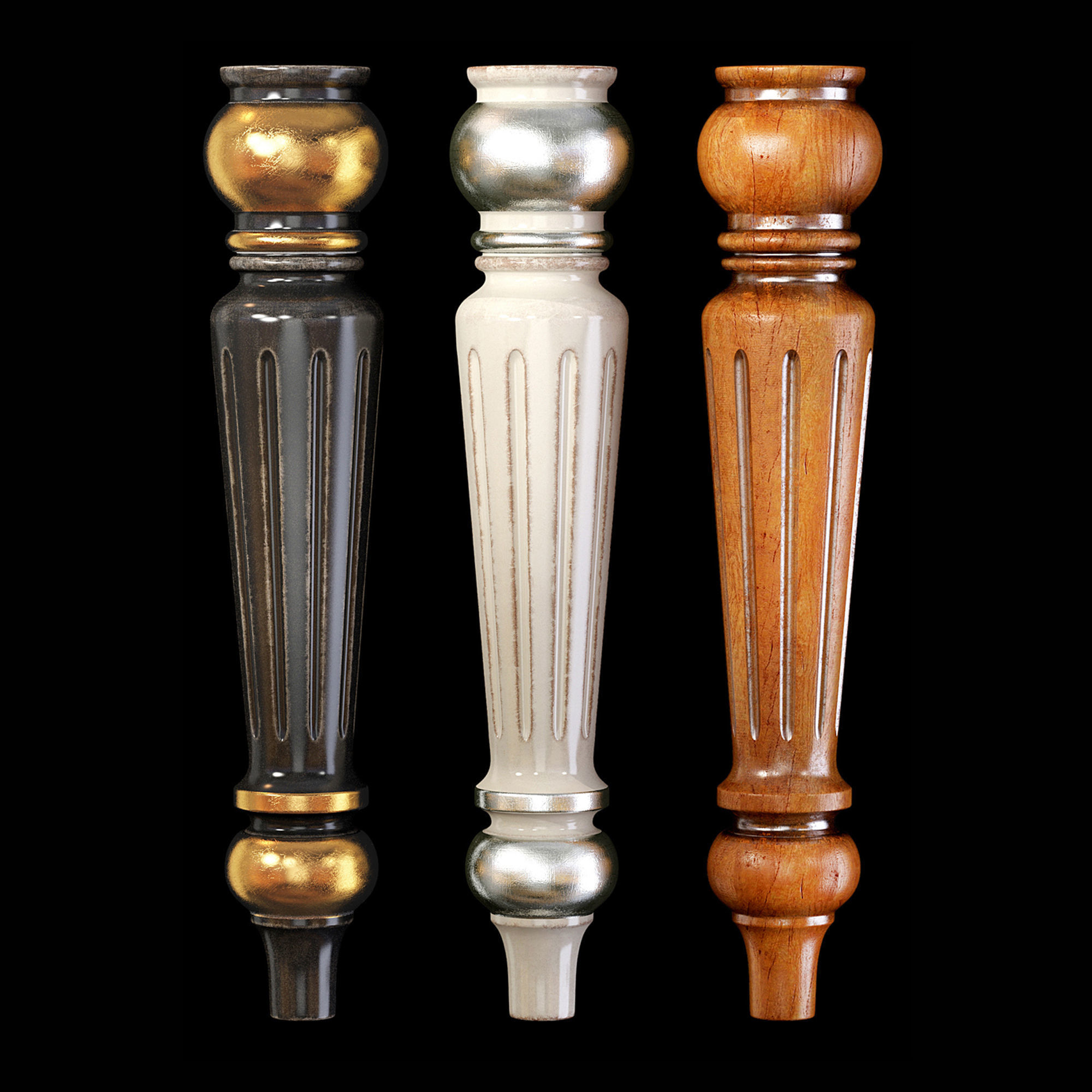 Collection of 30 classic furniture legs Part 1 3D model_2