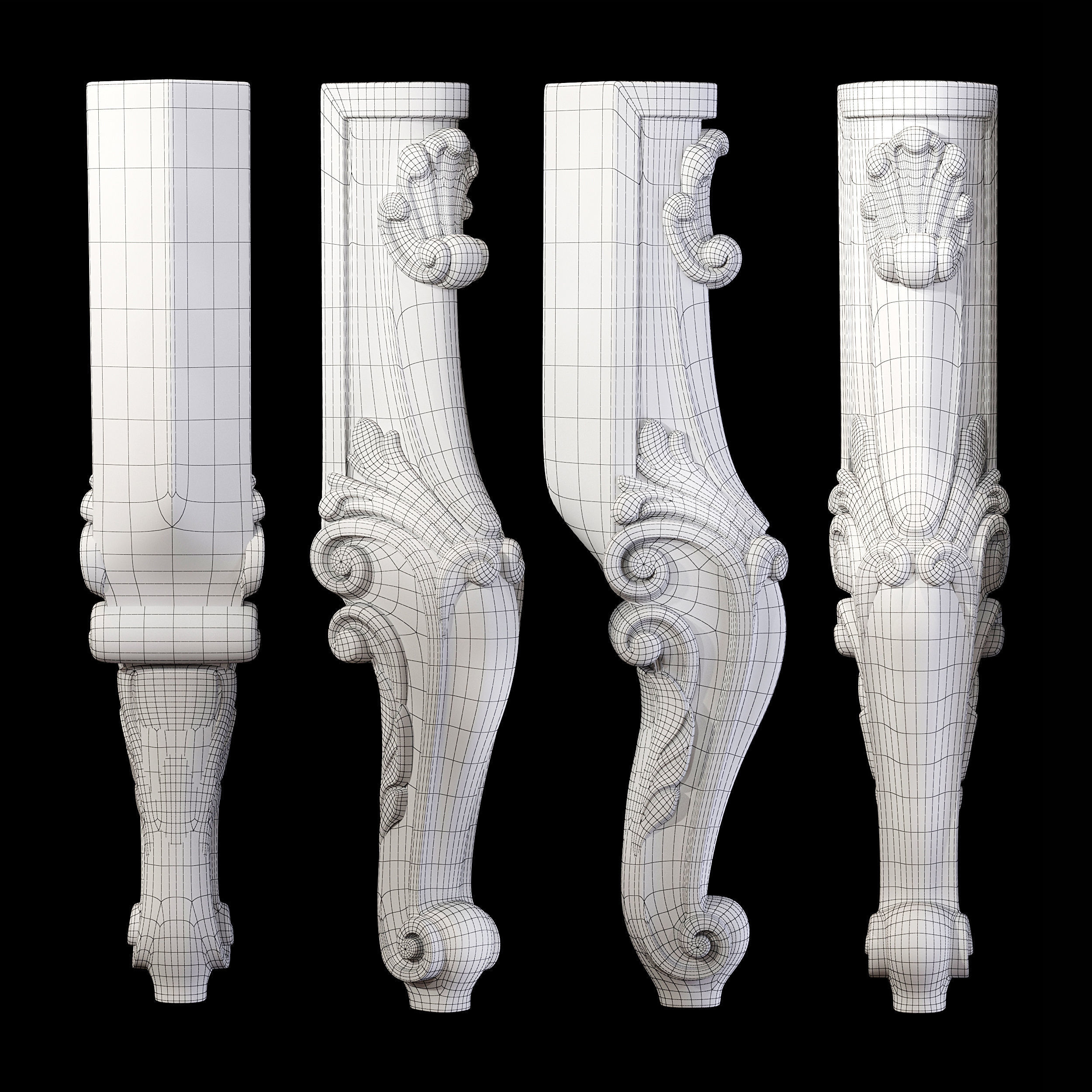 Collection of 30 classic furniture legs Part 1 3D model_43