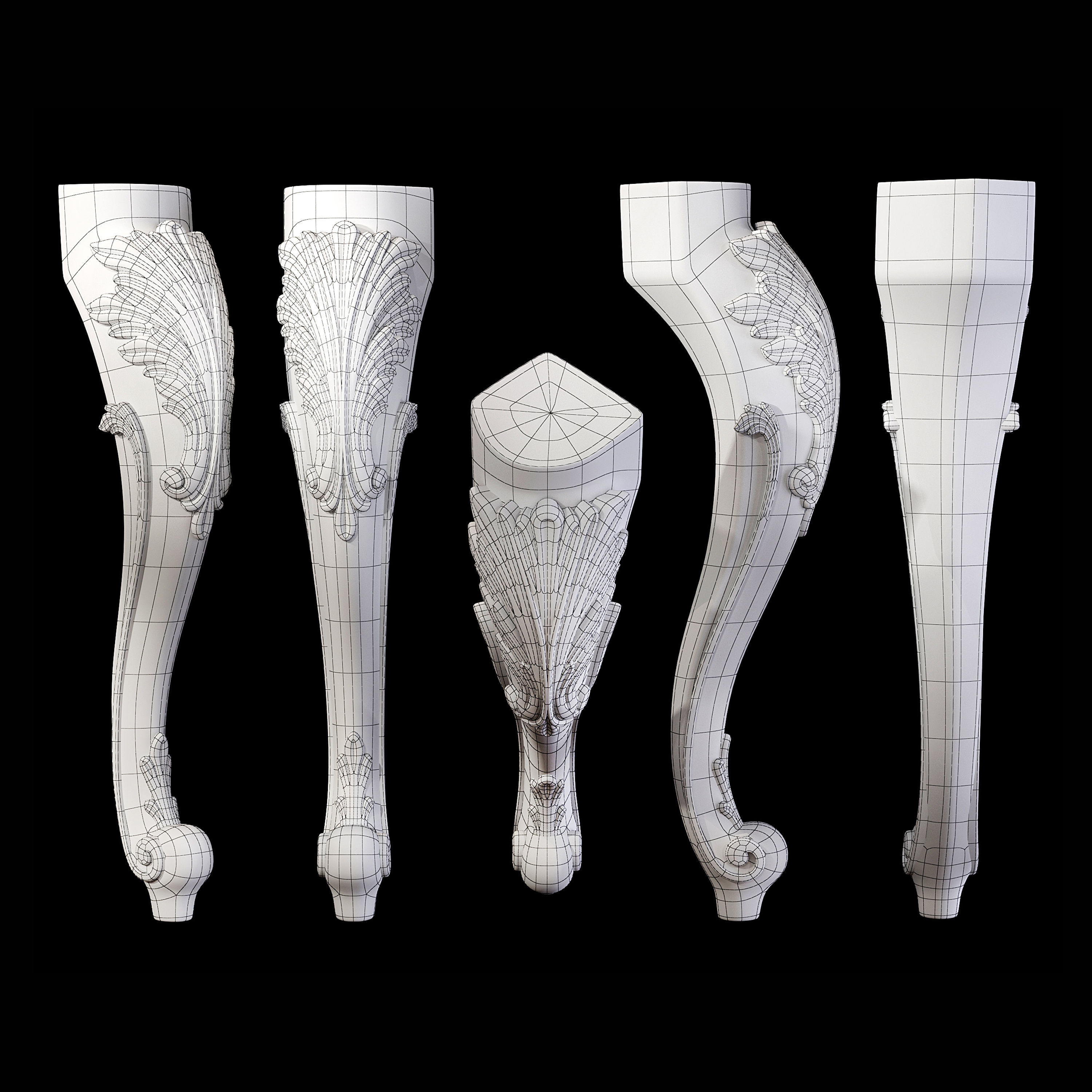 Collection of 30 classic furniture legs Part 1 3D model_34