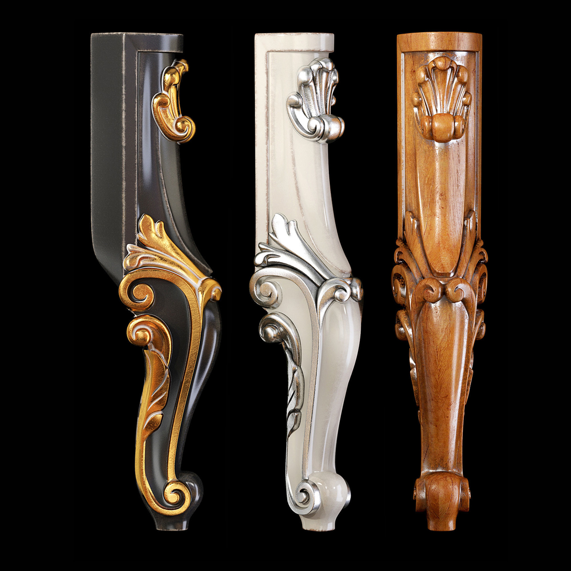 Collection of 30 classic furniture legs Part 1 3D model_5