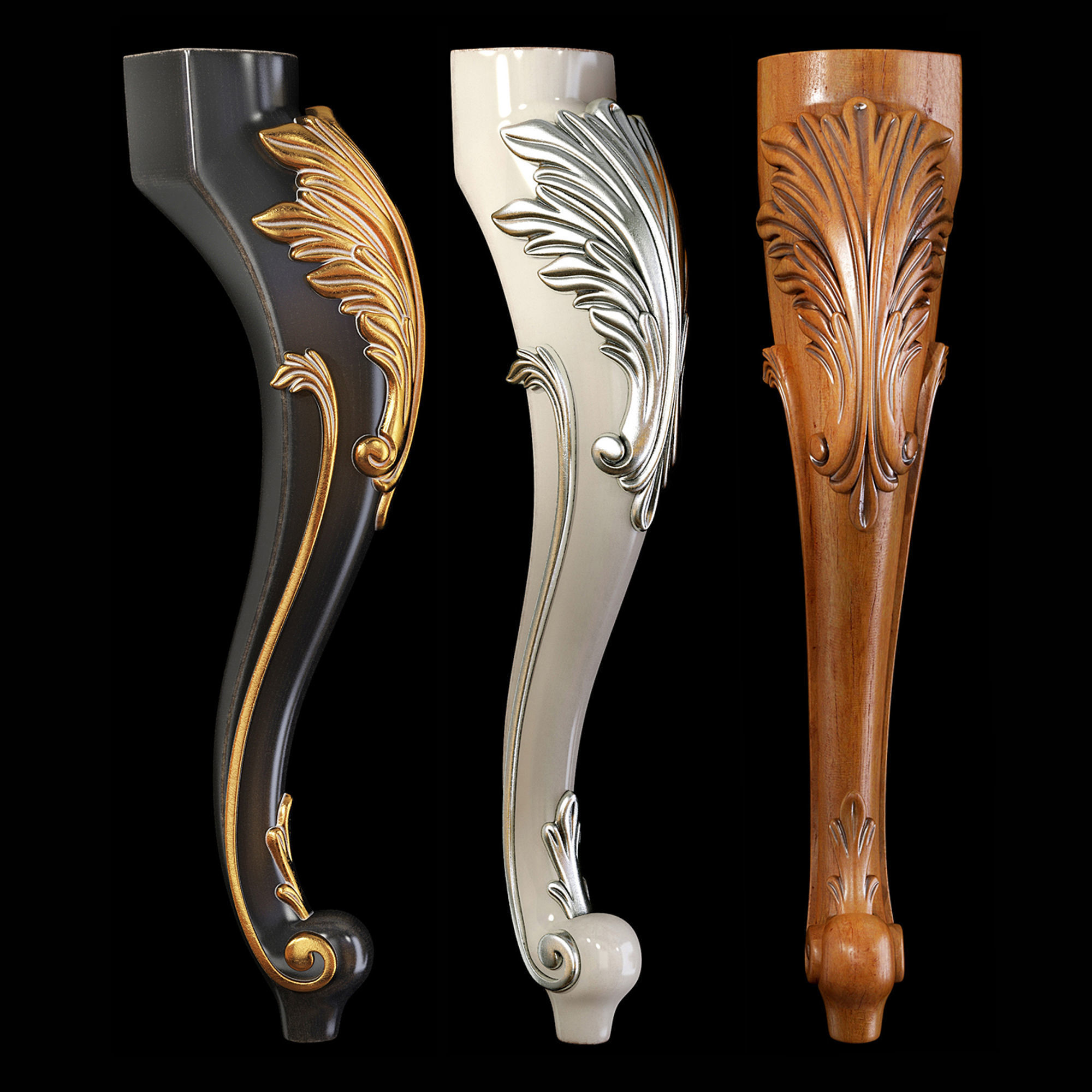 Collection of 30 classic furniture legs Part 1 3D model_26