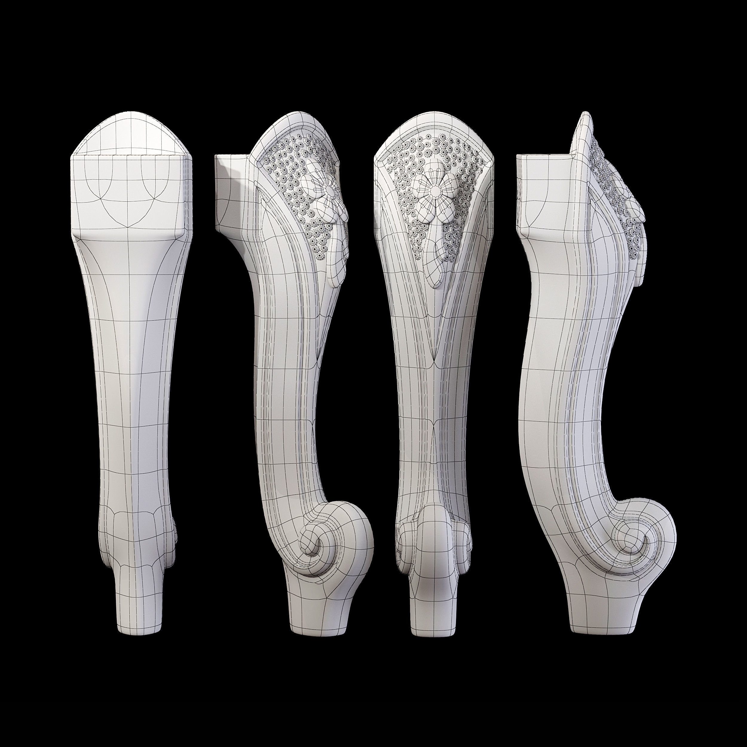 Collection of 30 classic furniture legs Part 1 3D model_45