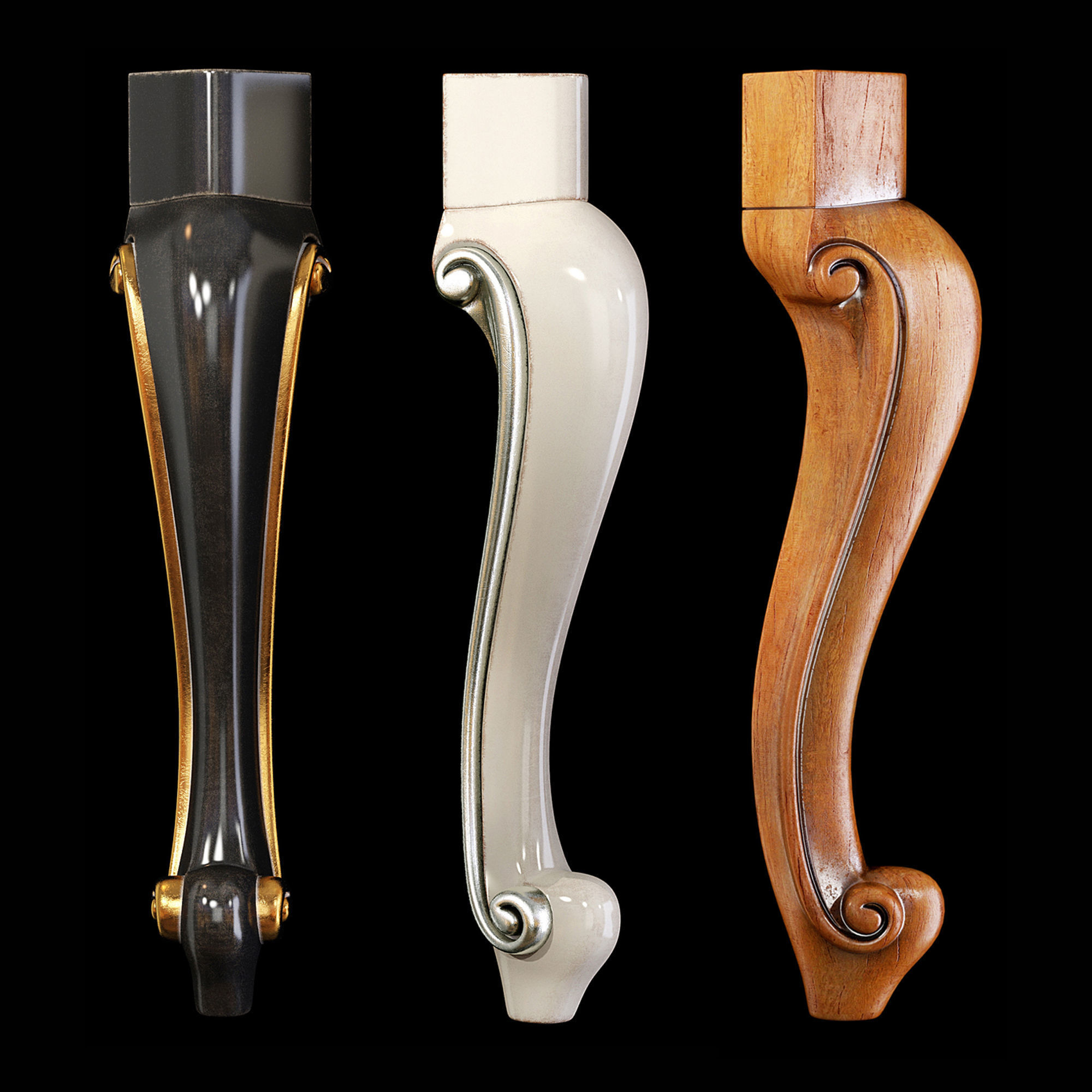 Collection of 30 classic furniture legs Part 1 3D model_23