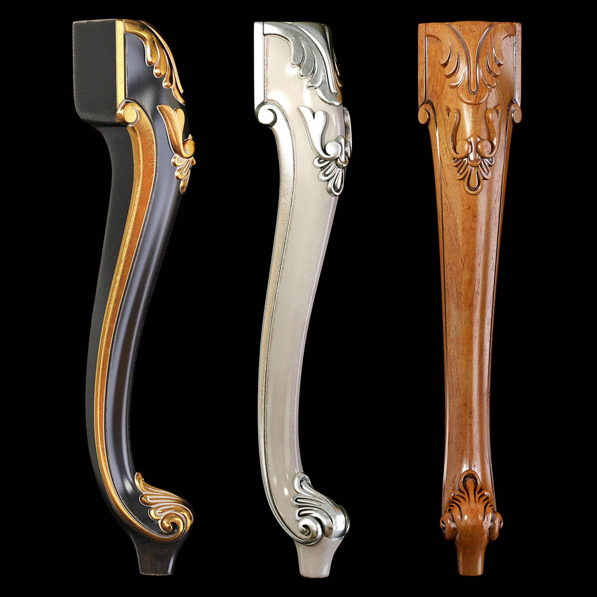 Collection of 30 classic furniture legs Part 1 3D model_27