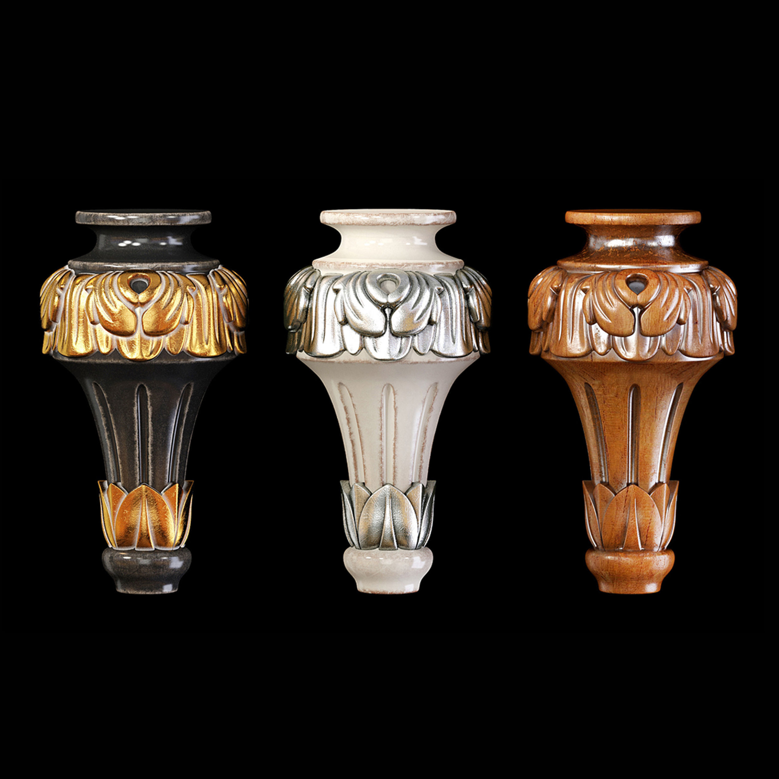 Collection of 30 classic furniture legs Part 1 3D model_6