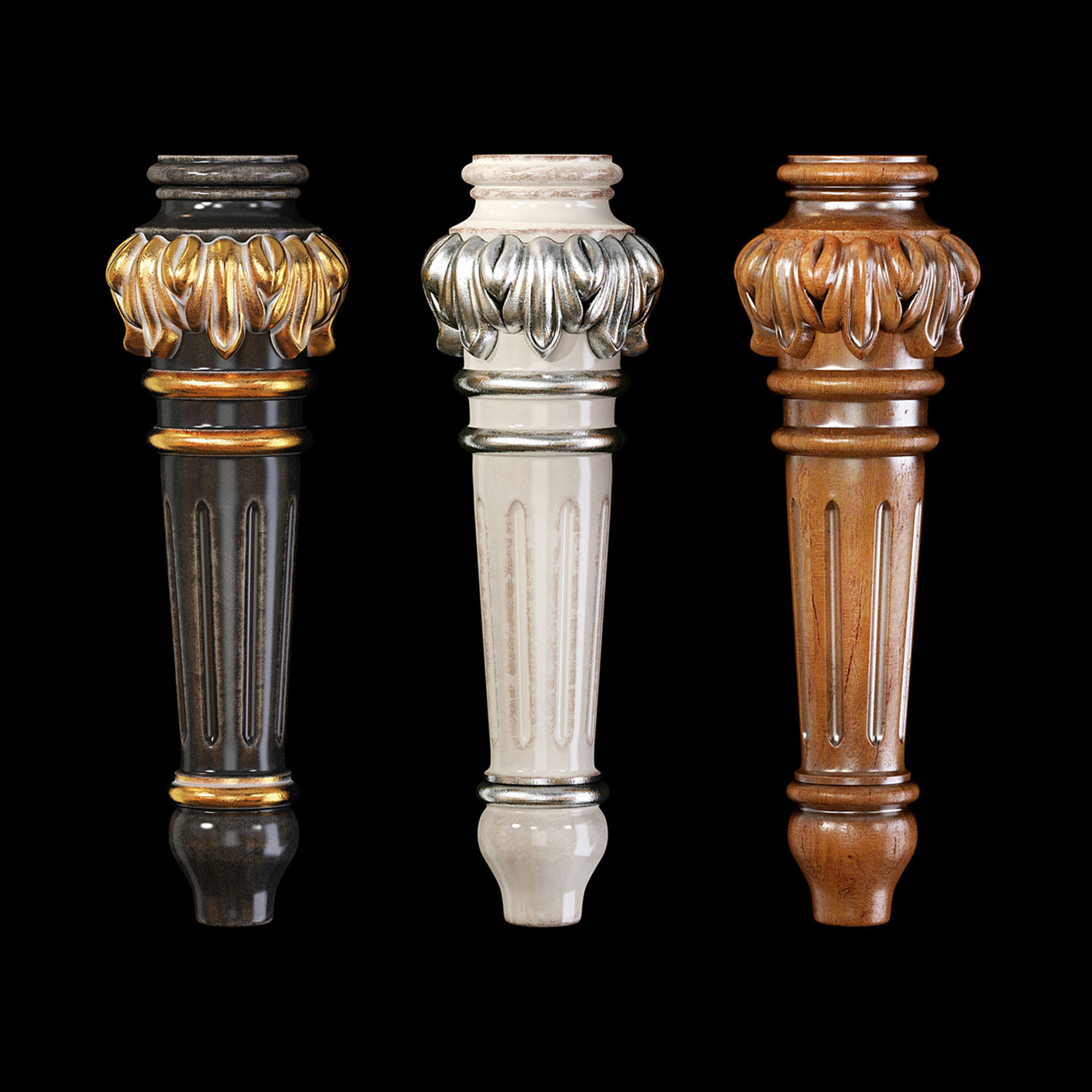 Collection of 30 classic furniture legs Part 1 3D model_31