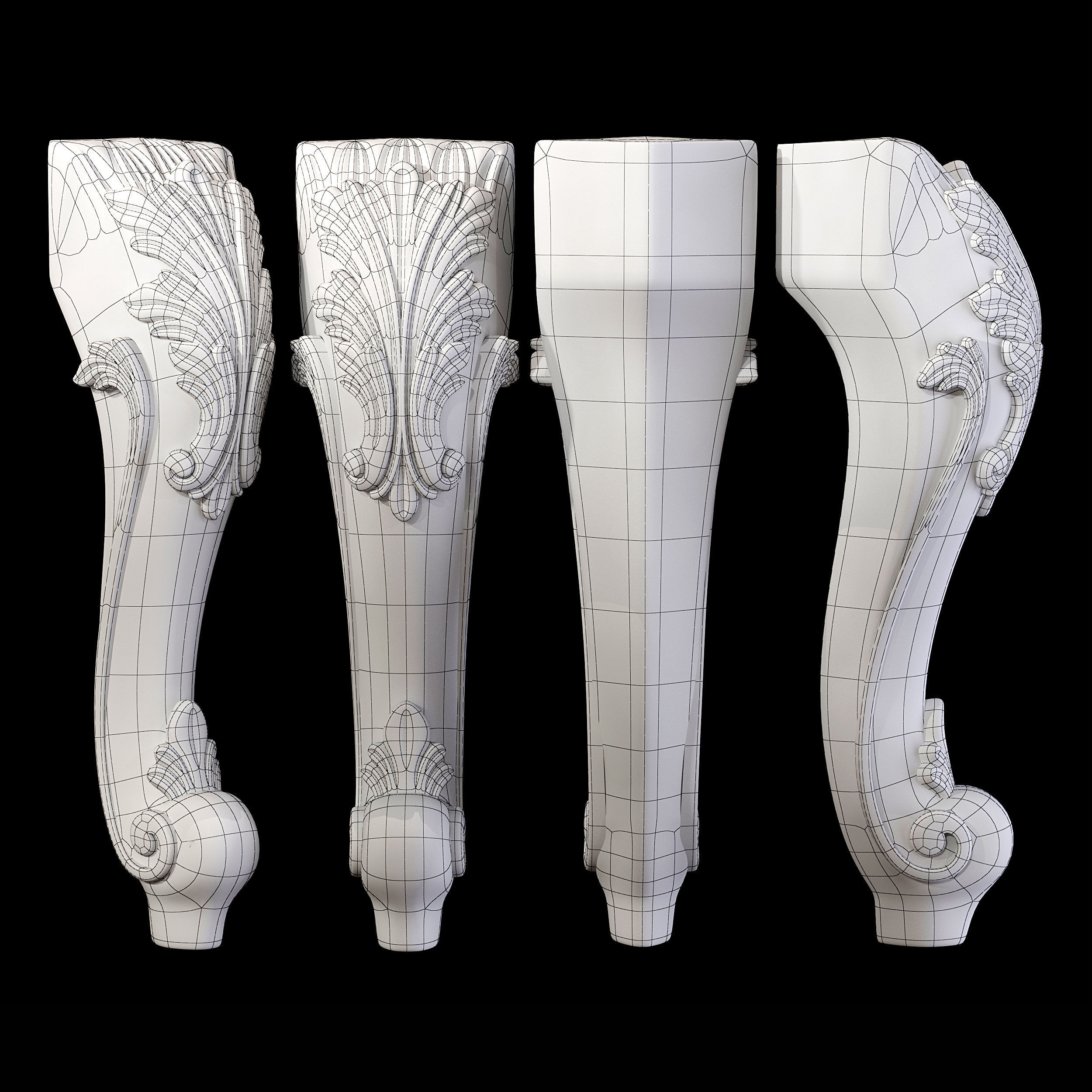 Collection of 30 classic furniture legs Part 1 3D model_61