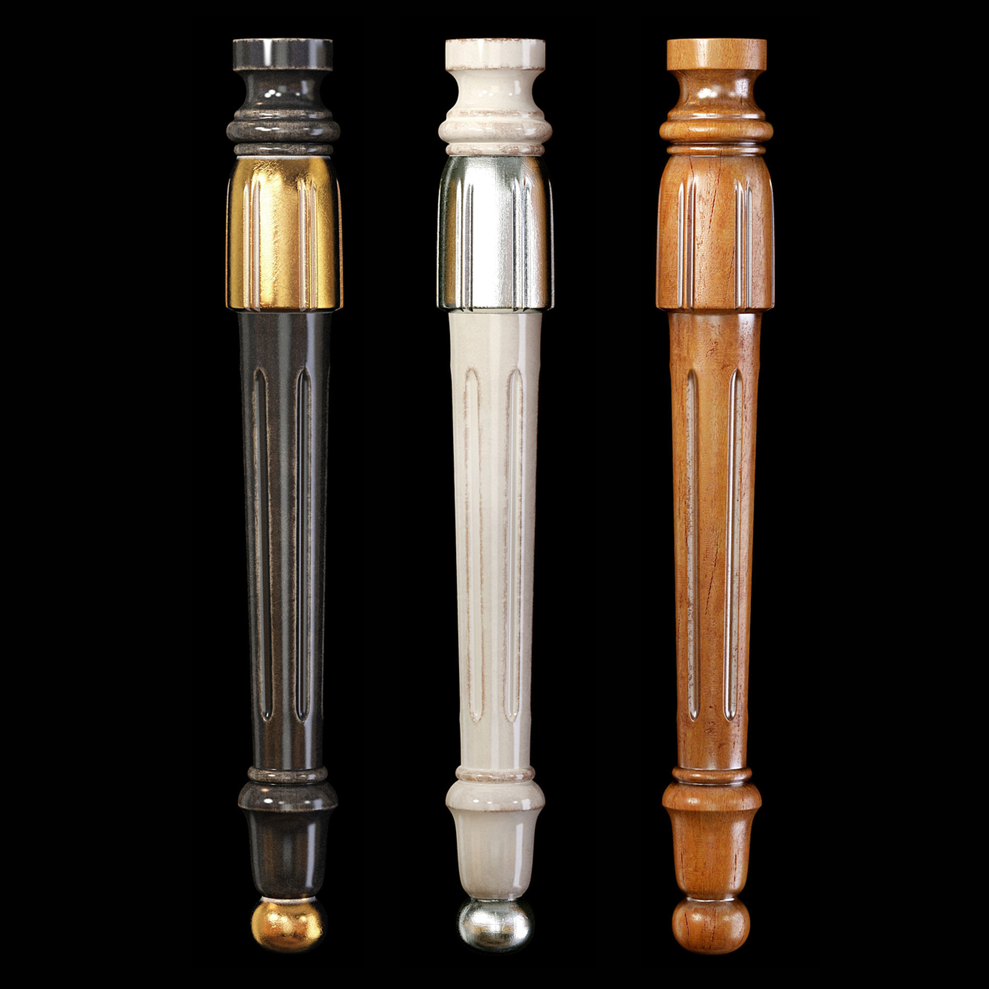 Collection of 30 classic furniture legs Part 1 3D model_28