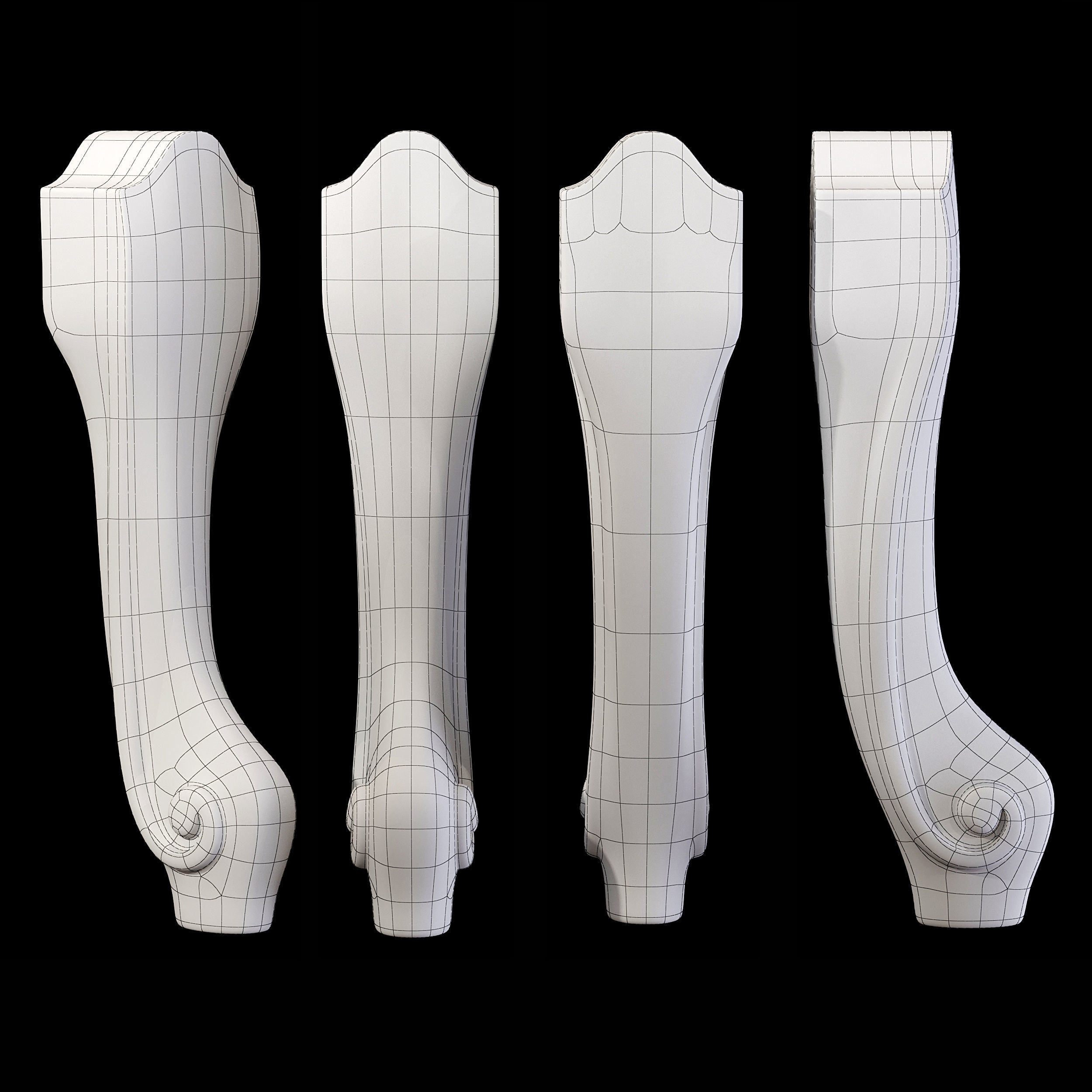 Collection of 30 classic furniture legs Part 1 3D model_48