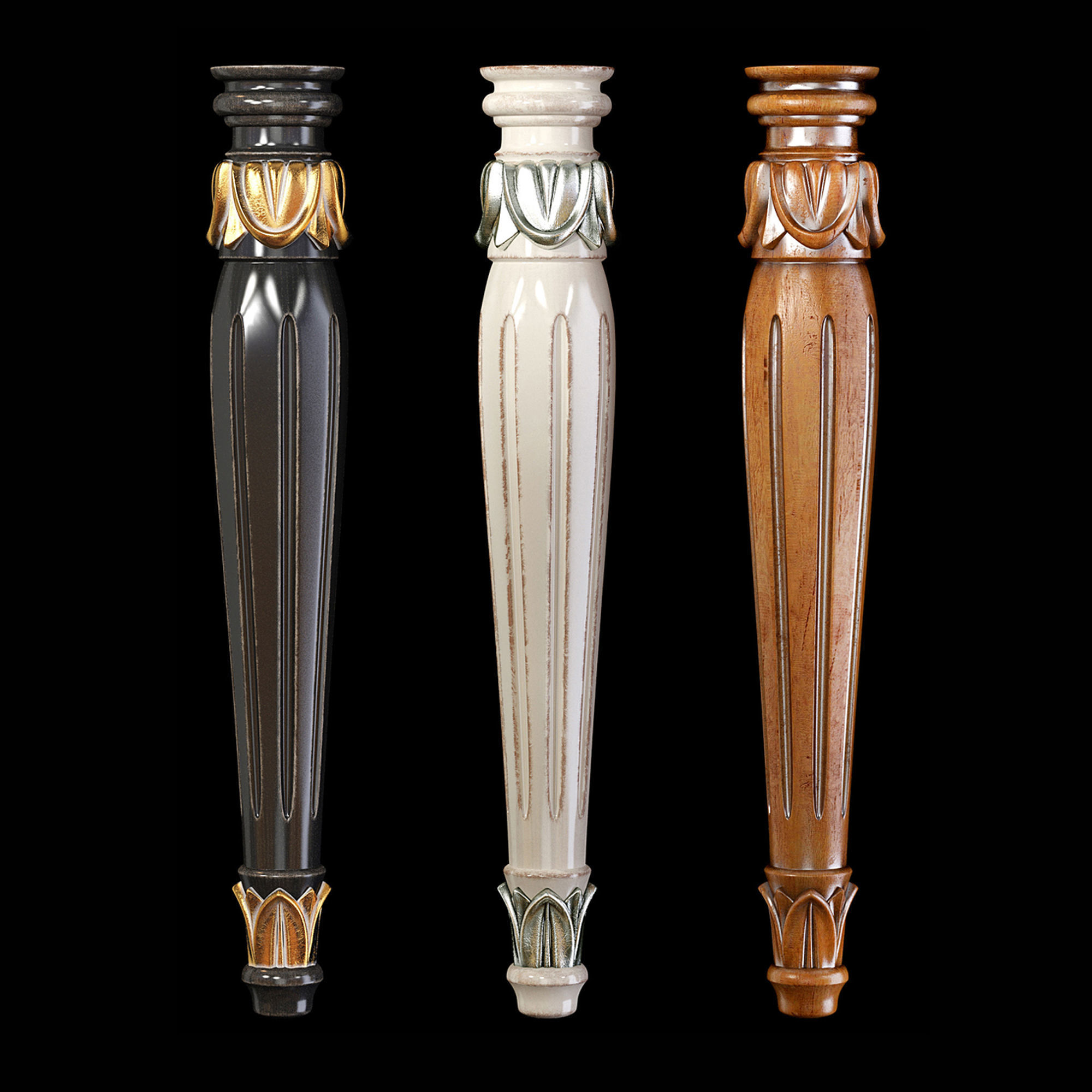 Collection of 30 classic furniture legs Part 1 3D model_12