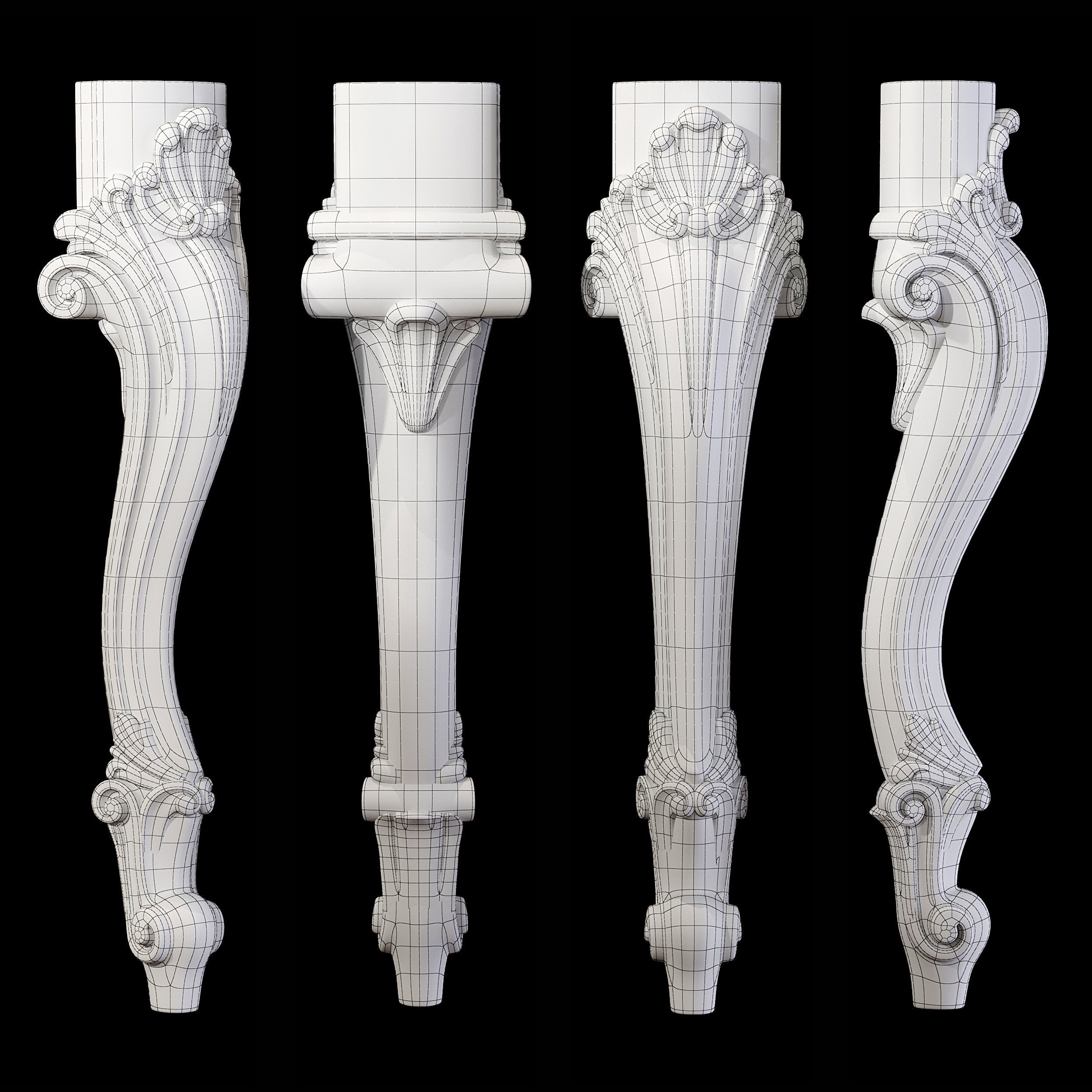Collection of 30 classic furniture legs Part 1 3D model_58