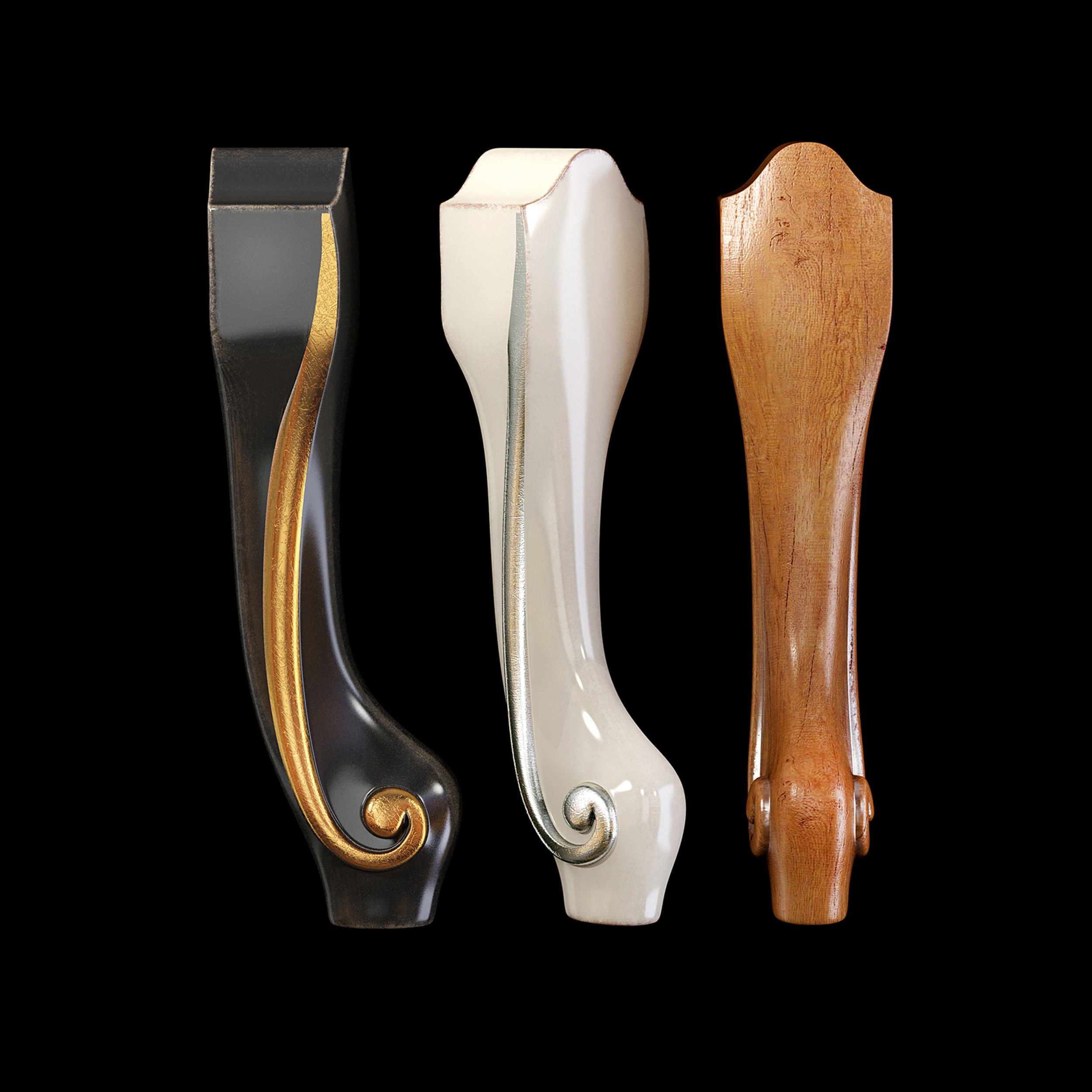 Collection of 30 classic furniture legs Part 1 3D model_10