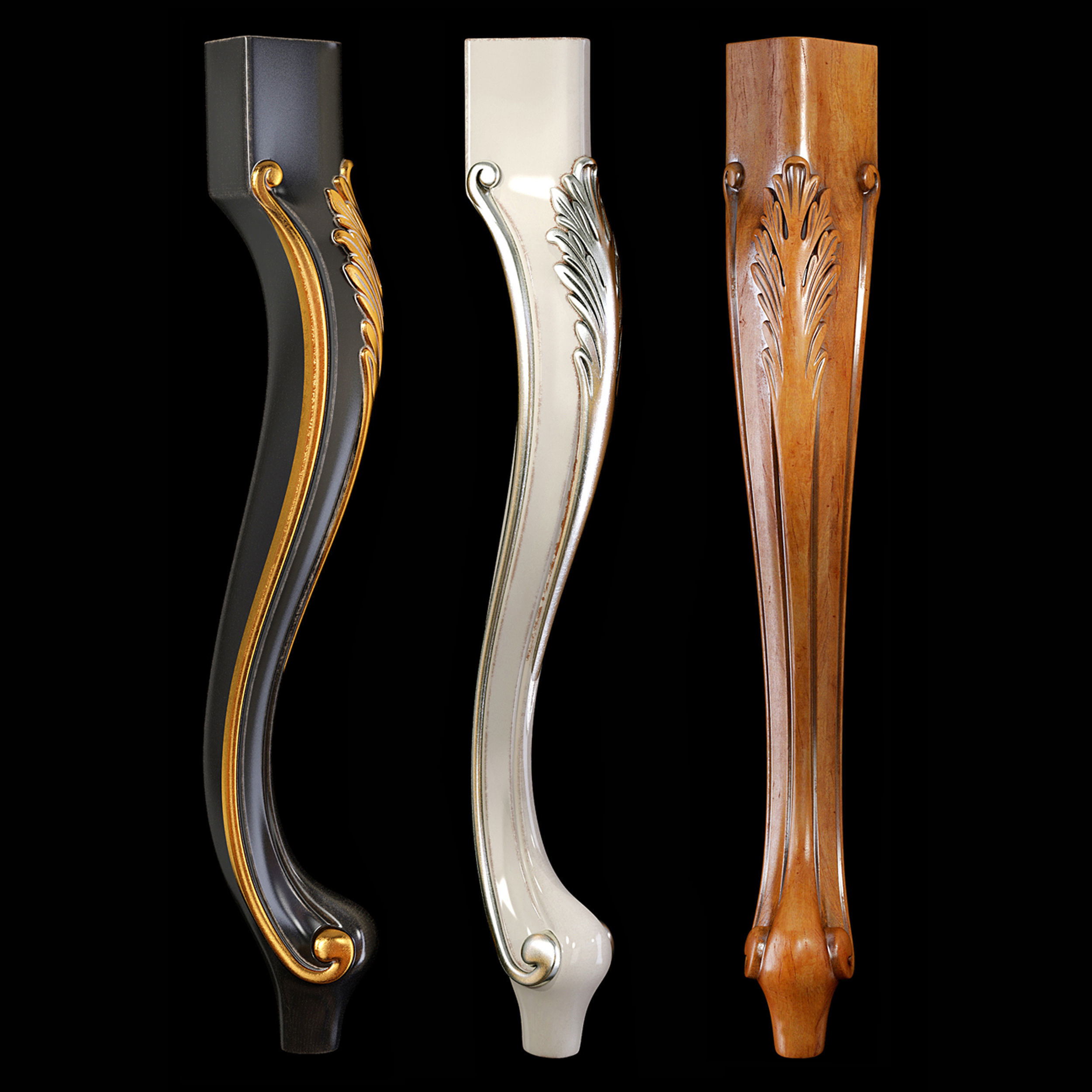Collection of 30 classic furniture legs Part 1 3D model_17