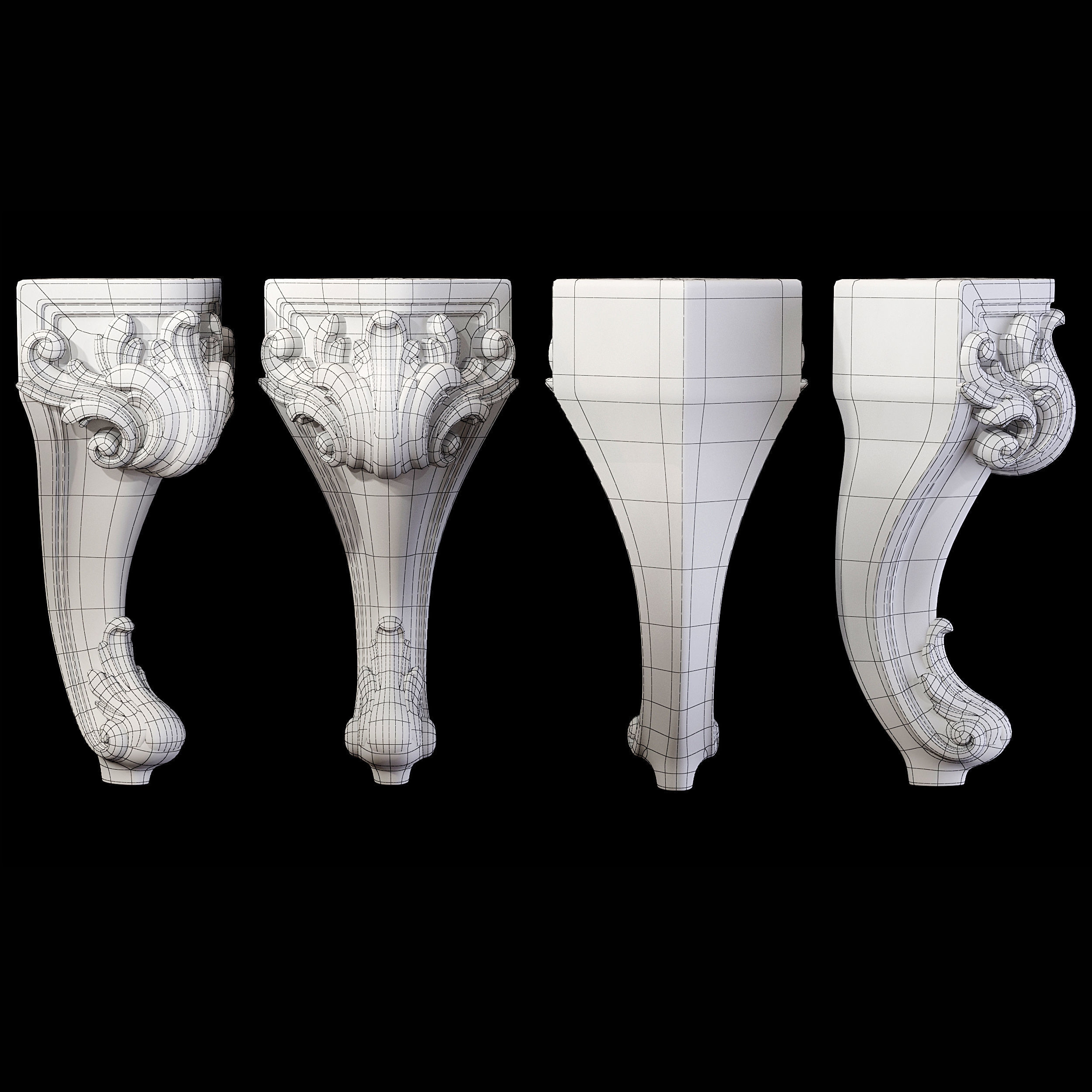 Collection of 30 classic furniture legs Part 1 3D model_38