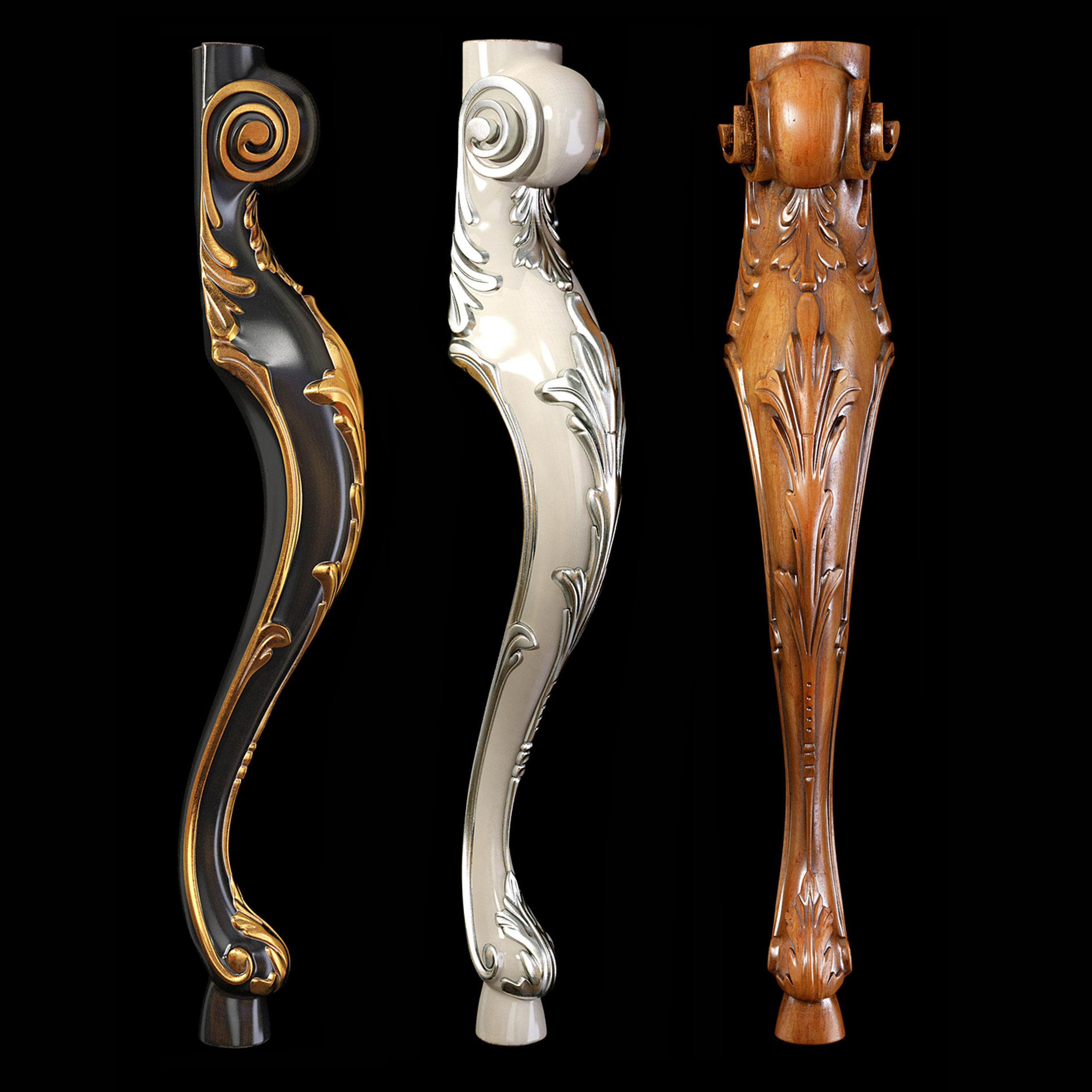 Collection of 30 classic furniture legs Part 1 3D model_24