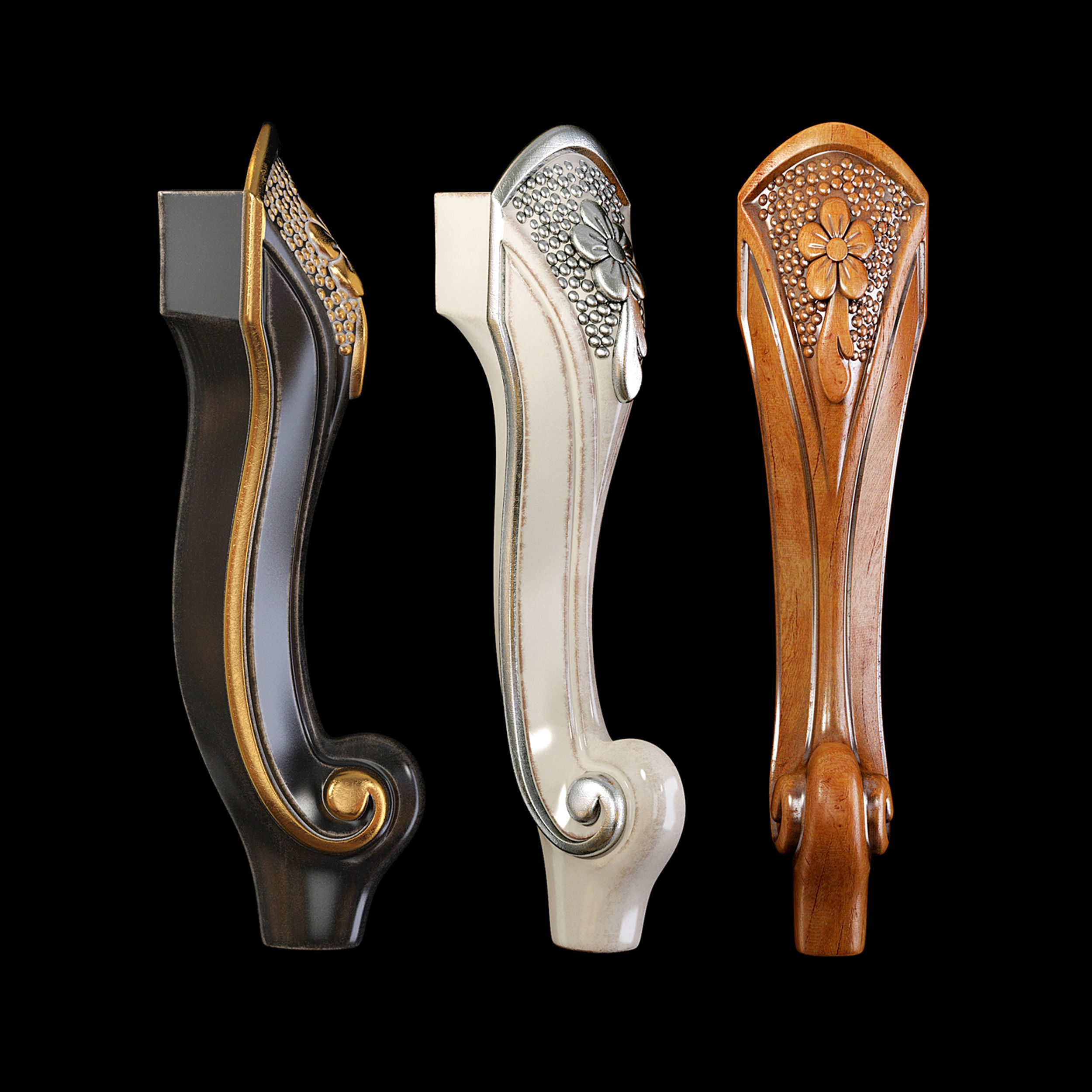 Collection of 30 classic furniture legs Part 1 3D model_7