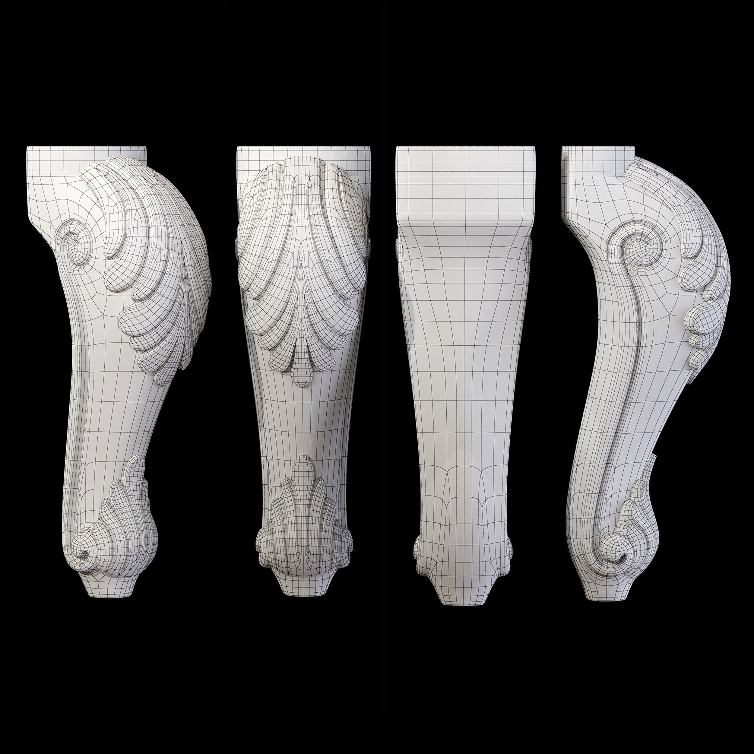 Collection of 30 classic furniture legs Part 1 3D model_53
